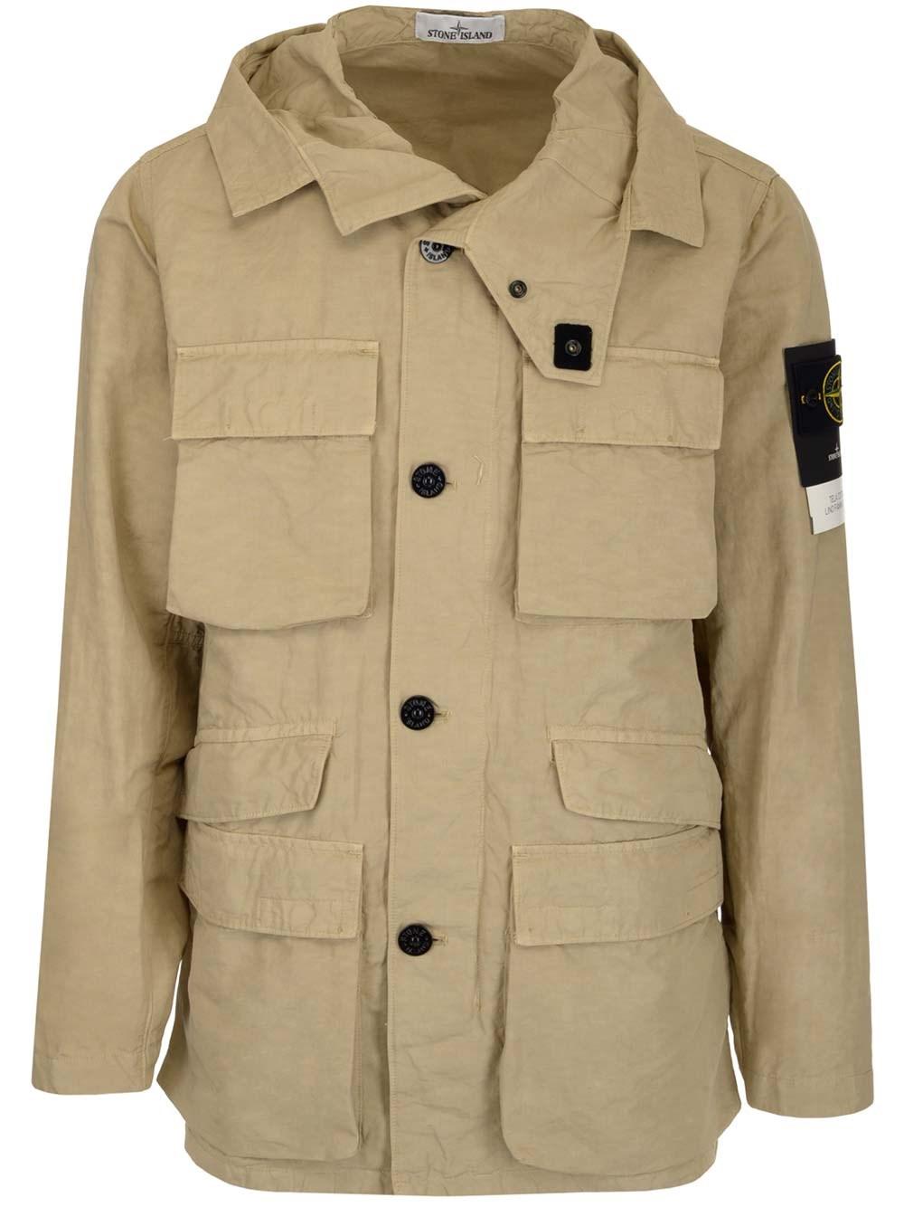Stone Island Cotton Beige Field Jacket in Natural for Men | Lyst