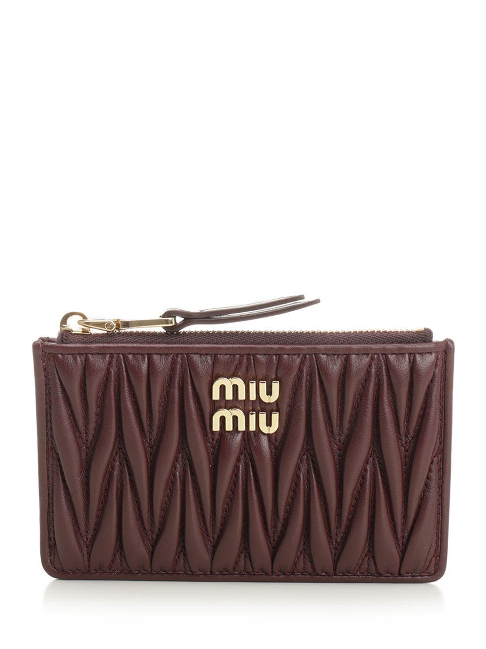 【関税&送料込】Miu Miu Wallets Bordeaux miu miu tri-fold wallet Bordeaux enamel leather Authentic