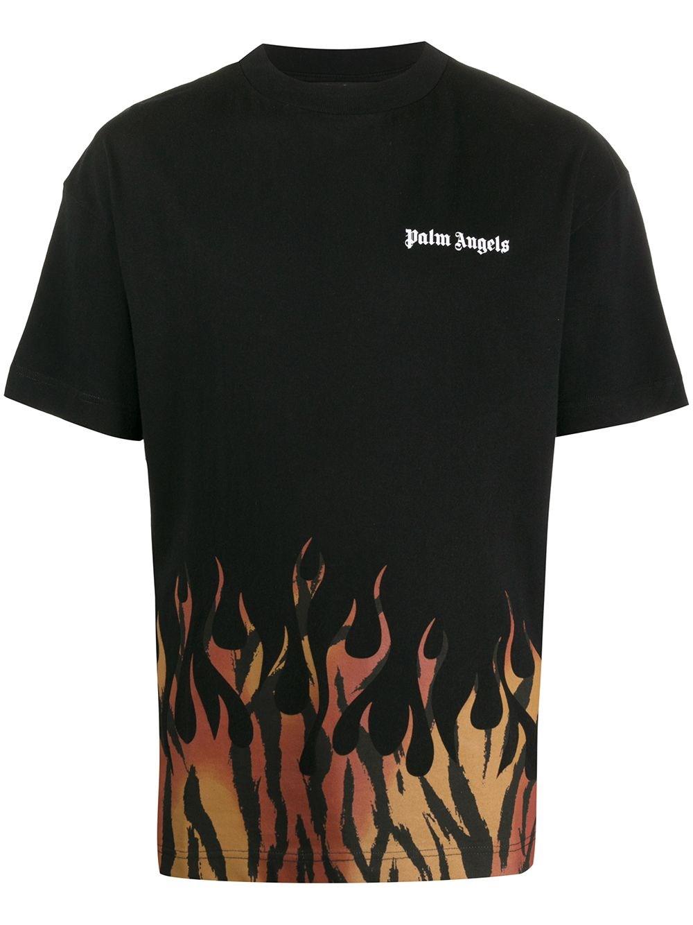 Palm Angels Flame-print Cotton-jersey T-shirt in Black for Men