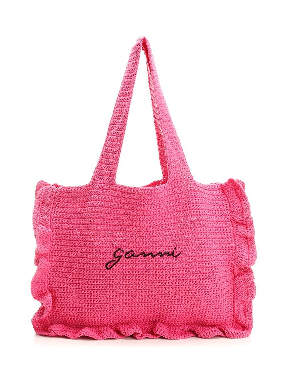 Ganni Crochet Tote in Pink Lyst