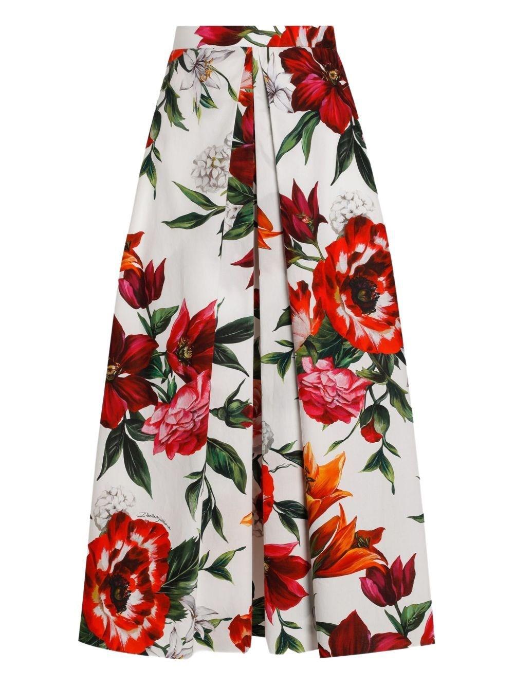 スカート DOLCE & GABBANA Woman Skirt Red F4C10THS5TQ HA5PB DOLCE & GABBANA Graphic Print Full Cotton Skirt in Red Size