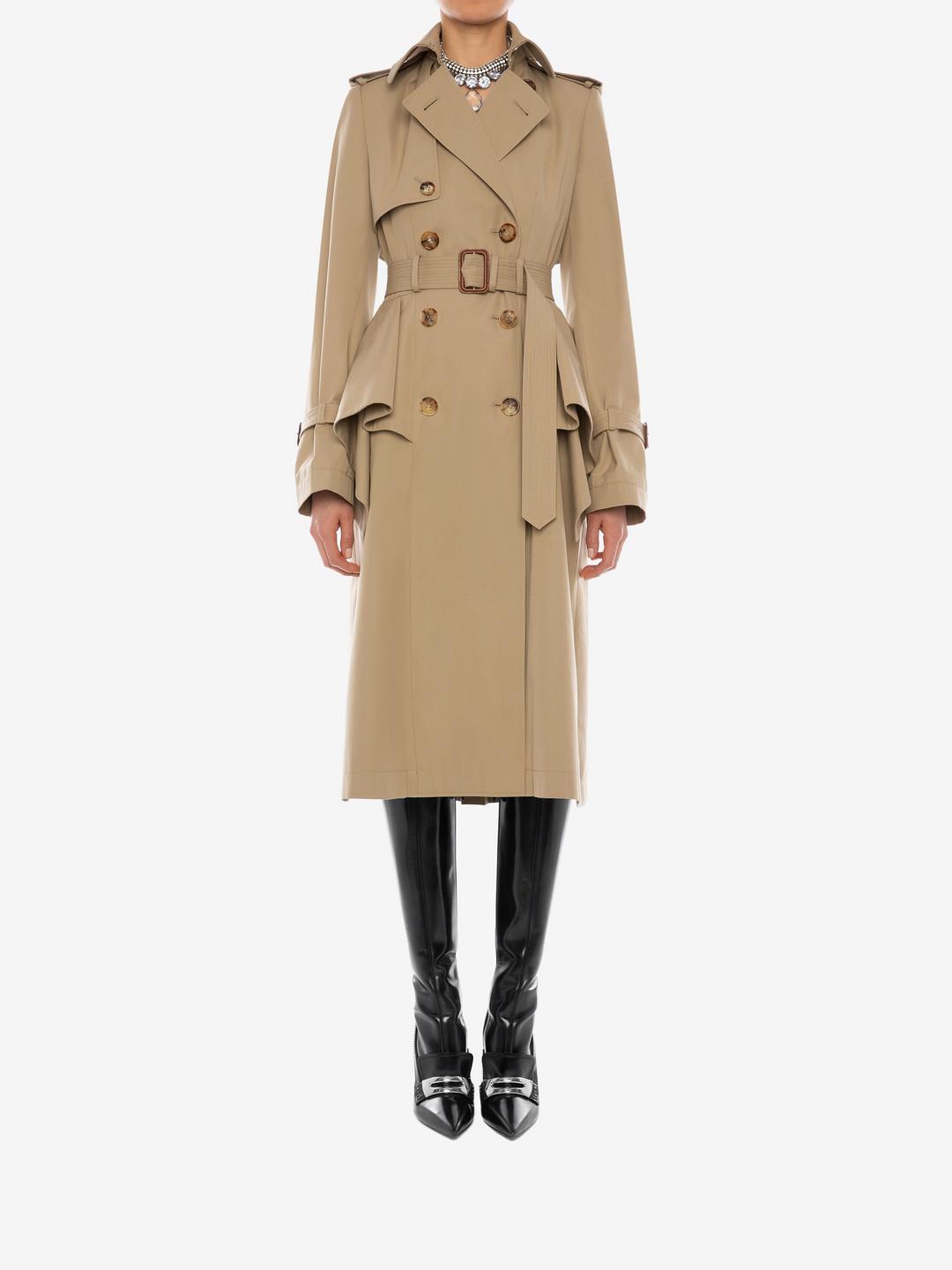 Alexander McQueen Cotton Peplum Trench Coat in Beige (Natural) Lyst