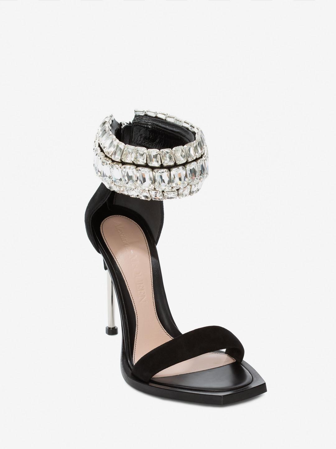Alexander McQueen Jewelled Bangle Sandal in Black | Lyst