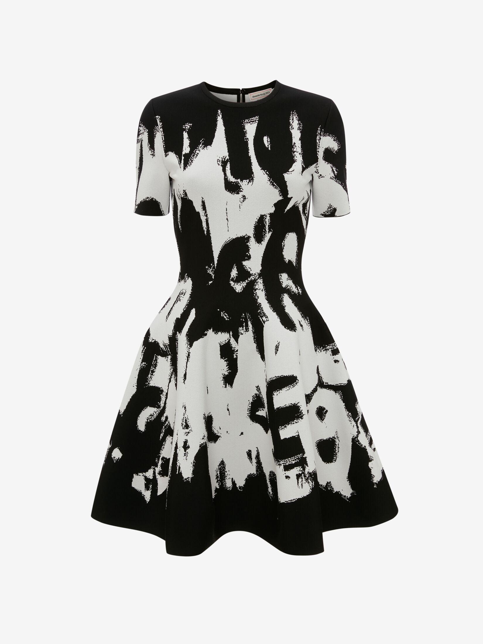 Alexander McQueen Mcqueen Graffiti Jacquard Mini Dress in Black Lyst UK