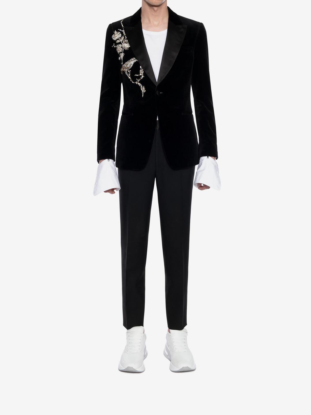Alexander McQueen Crystal Embroidered Velvet Jacket in Black for Men | Lyst