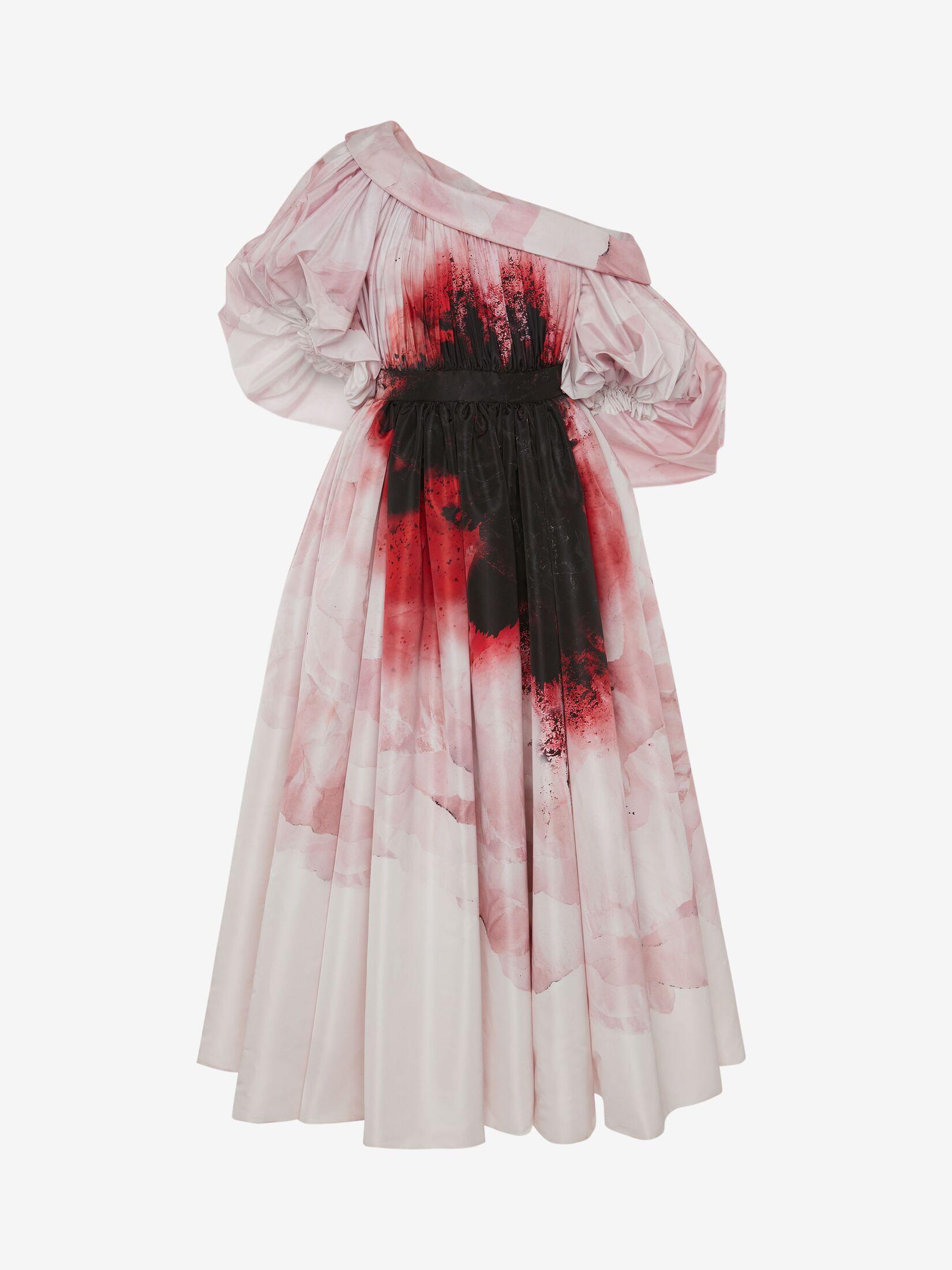 Alexander McQueen Dropped Shoulder Anemone Print Dress in Pink | Lyst