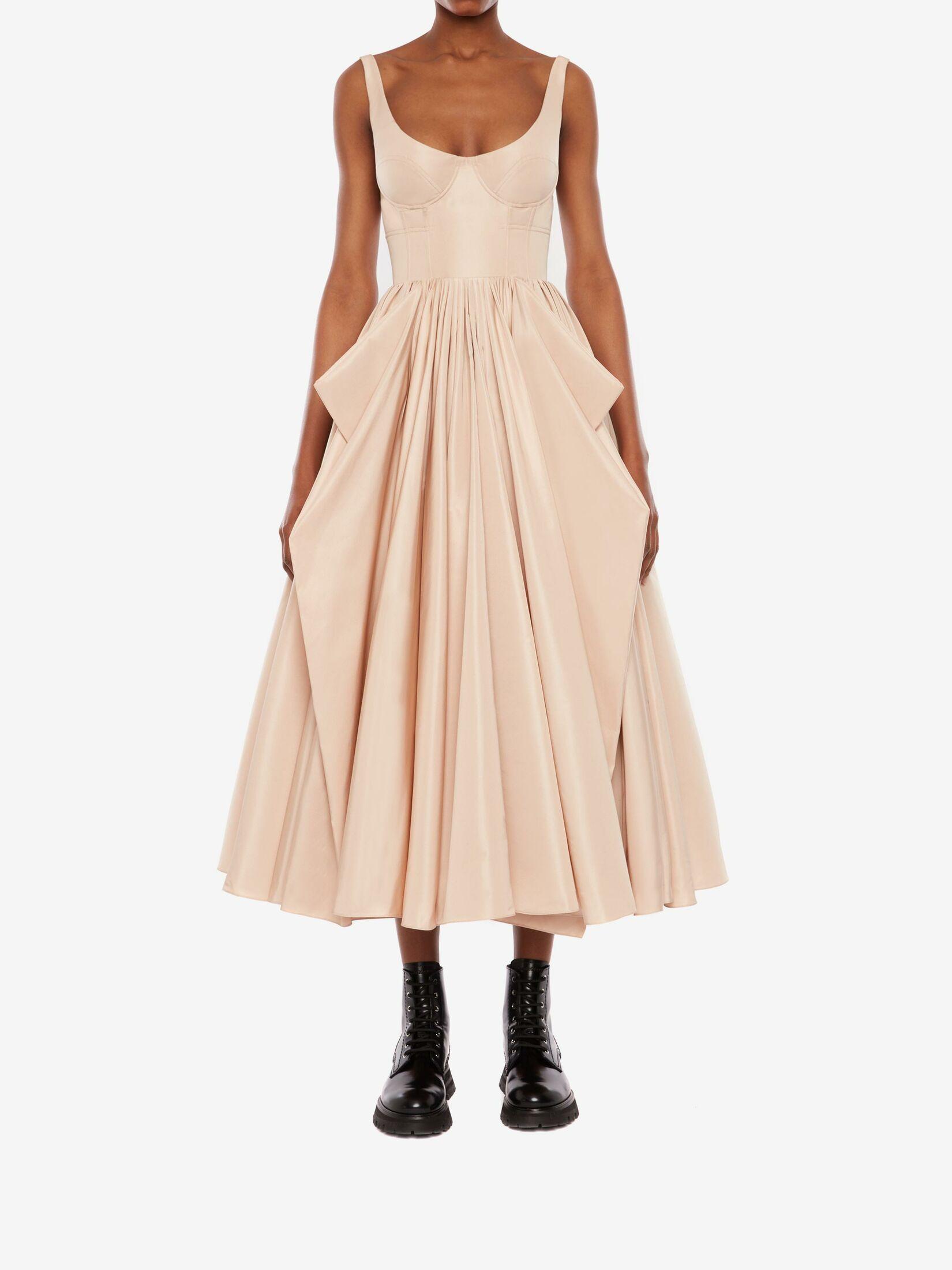 Alexander McQueen Pink Corset Bow Drape Dress Lyst