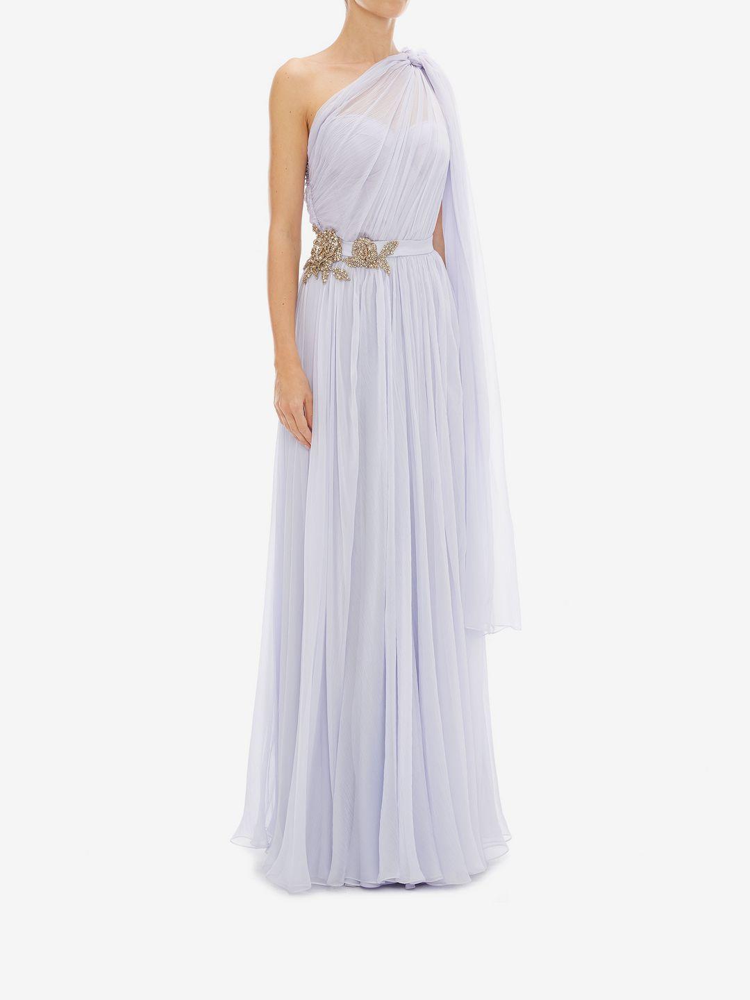 off shoulder reception dress
