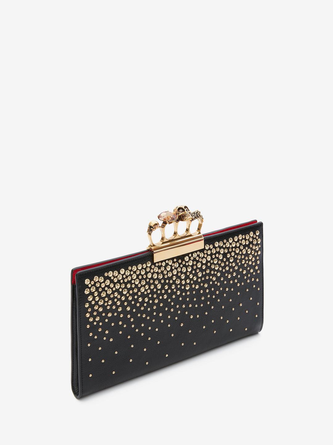 Alexander McQueen Leather Skull Four-ring Flat Pouch in Black | Lyst