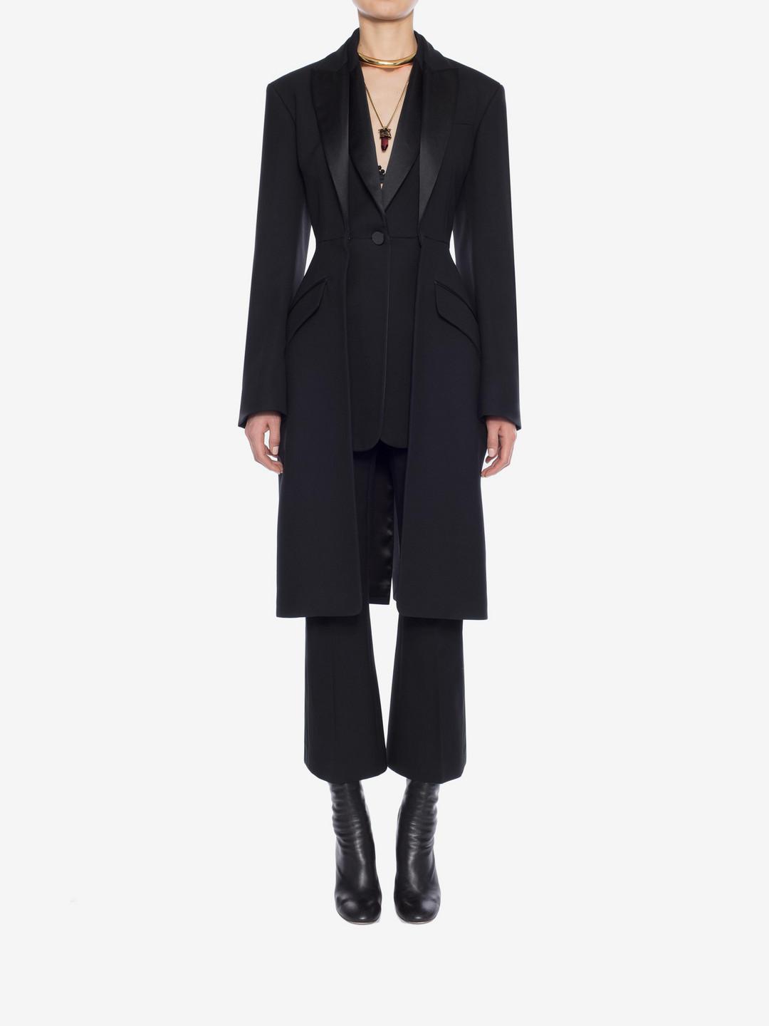 Ladies black tailored shop coat