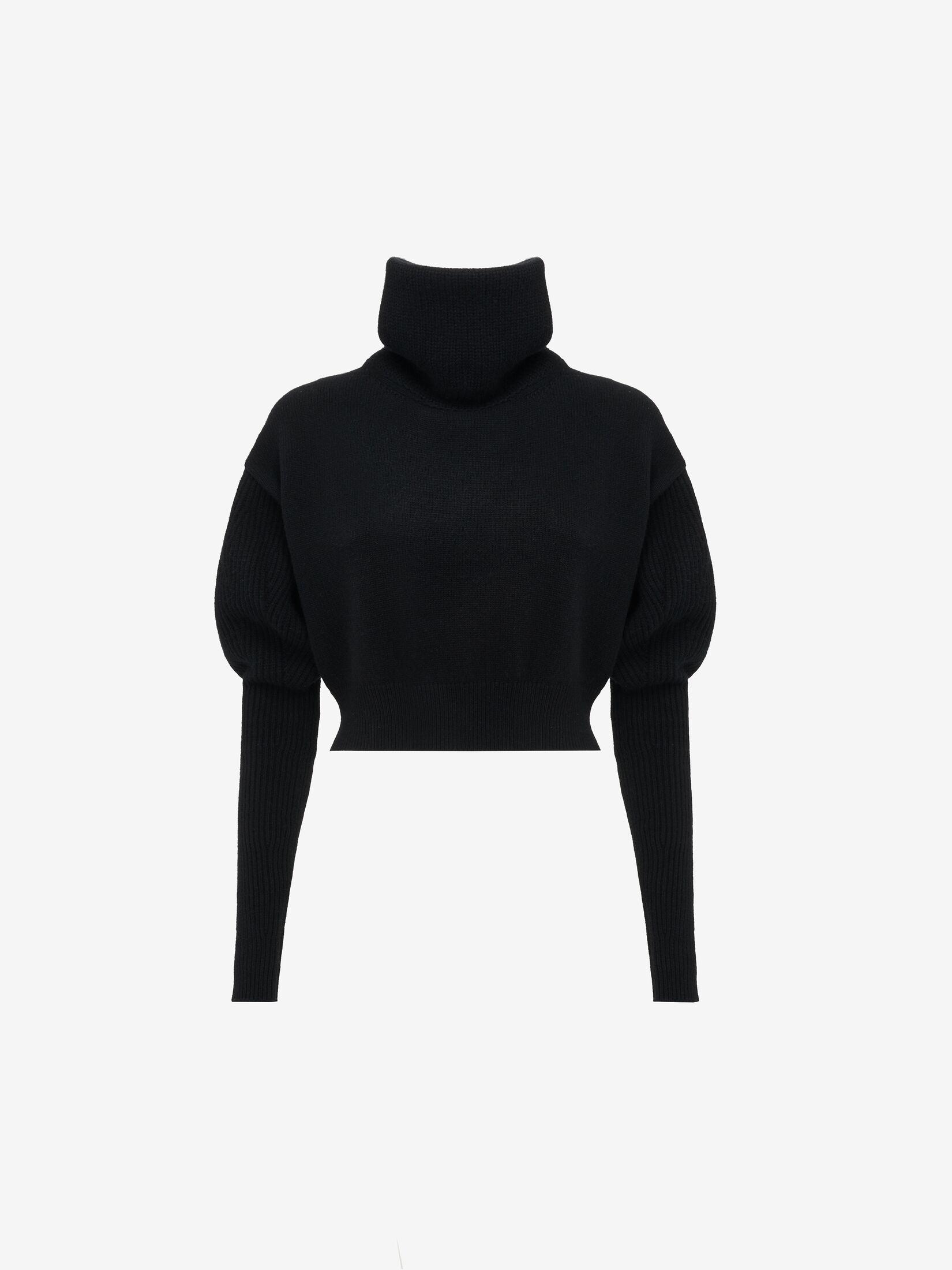Alexander McQueen Funnel Neck Knit Jumper in Black | Lyst