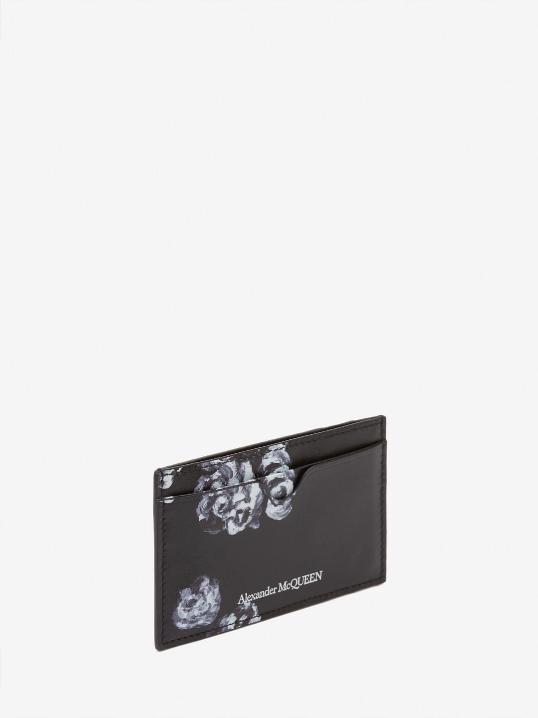 Alexander McQueen Leather Skull Rose Card Holder in Black for Men 
