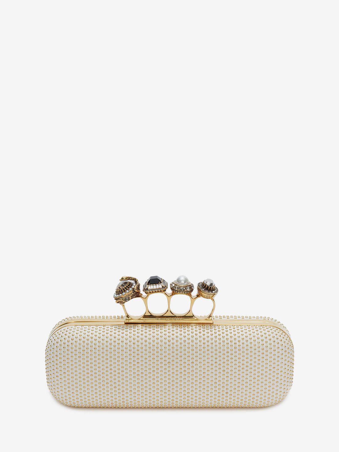 Alexander McQueen Suede Studded Four Ring Clutch | Lyst