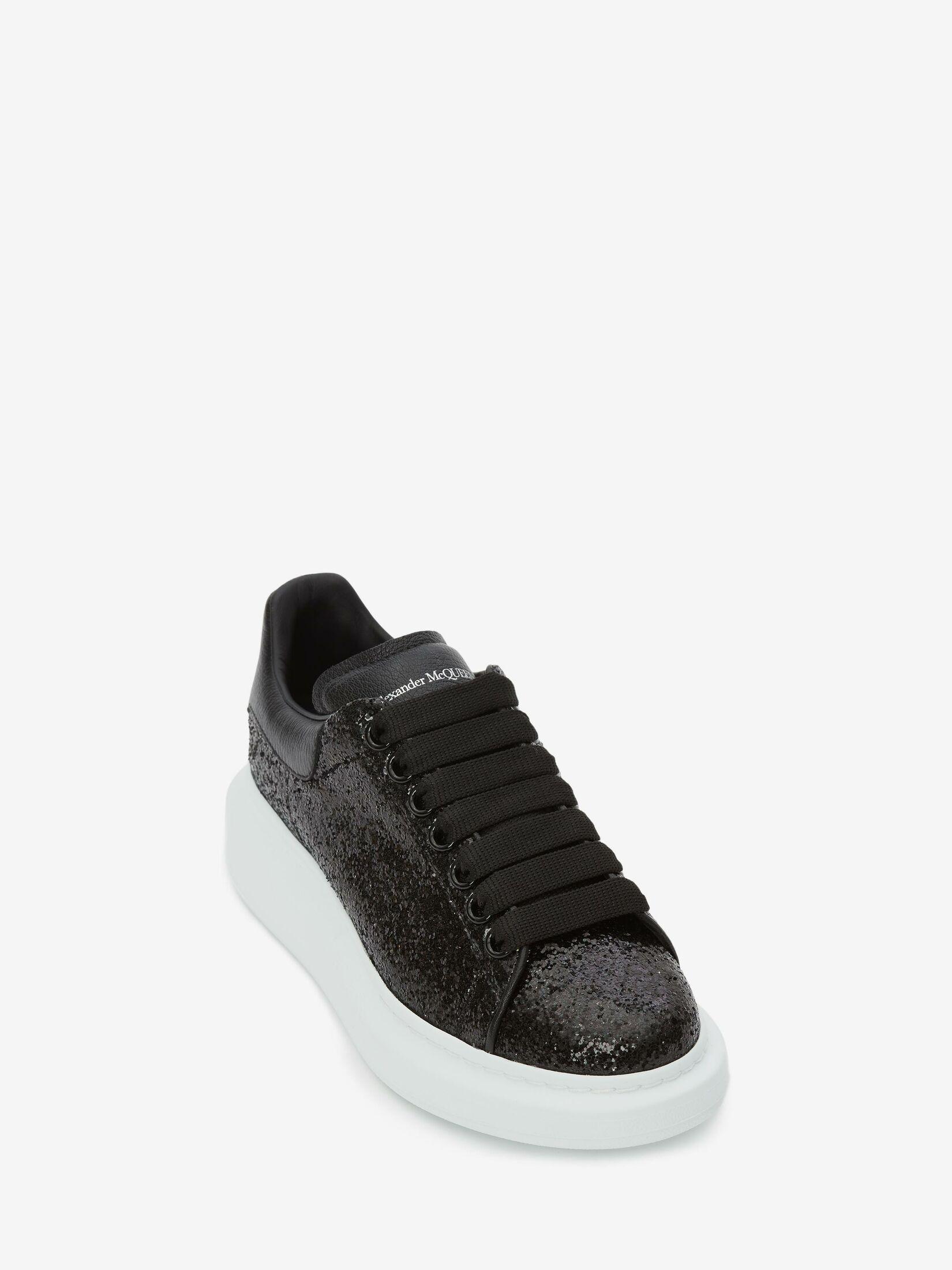 Alexander McQueen Leather Oversized Black Glitter Trainers - Save 50% - Lyst