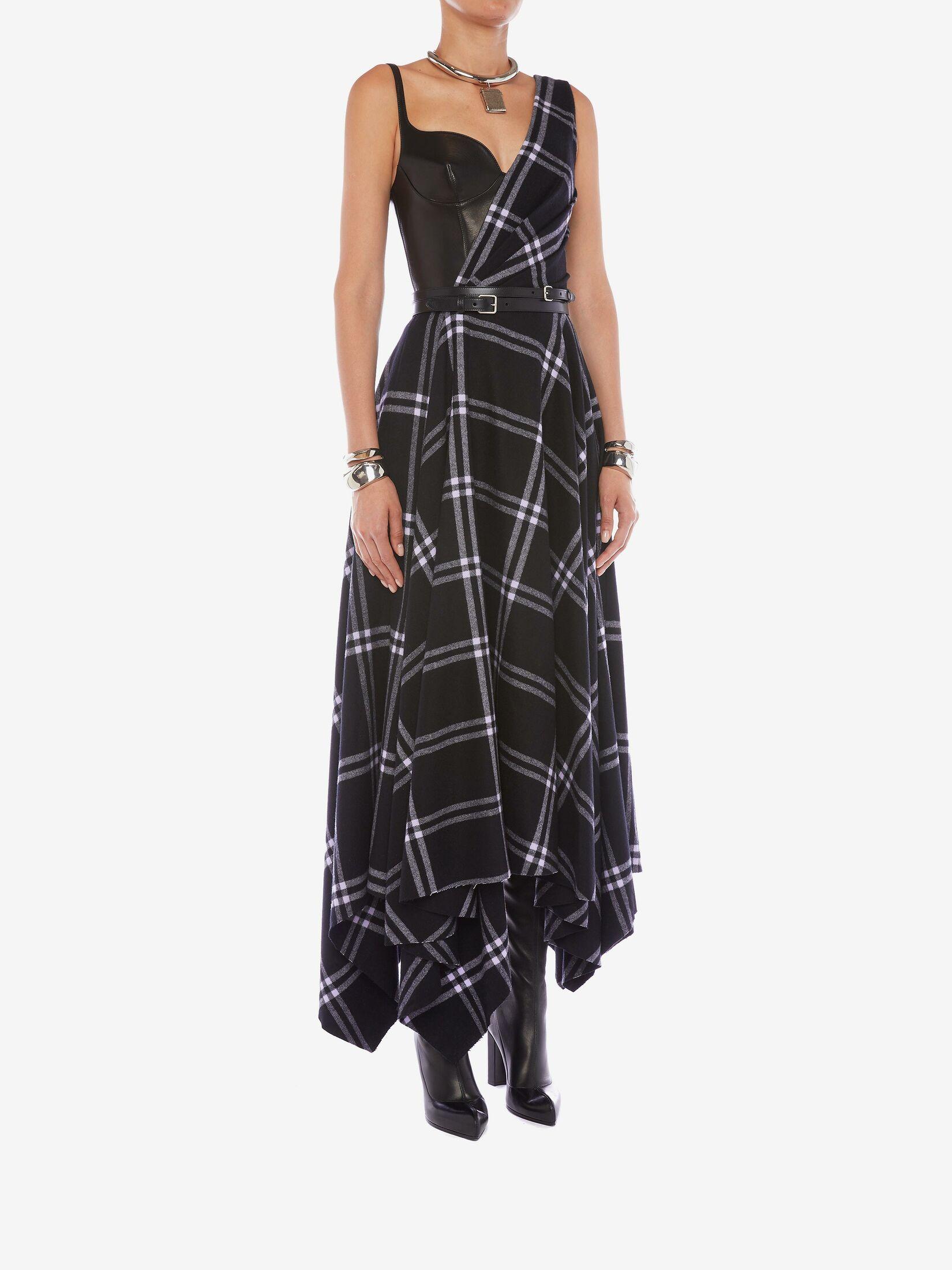 Alexander McQueen Black Asymmetric Check Blanket Dress | Lyst