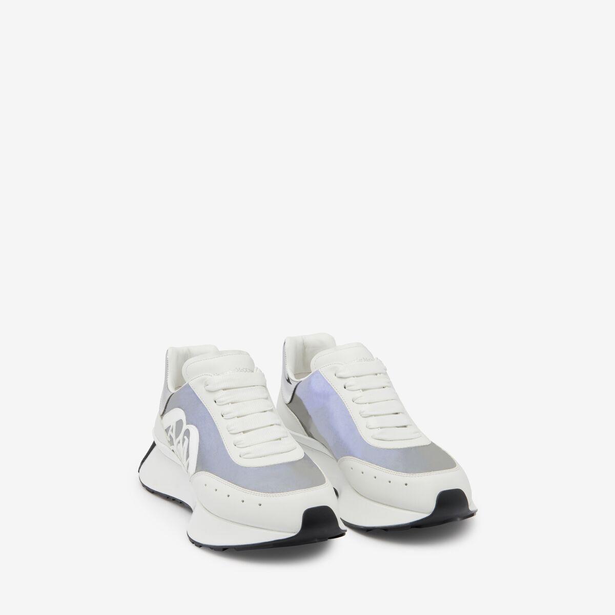 Alexander McQueen Reflective-trimmed Leather Exaggerated-sole Sneakers in  White | Lyst Canada