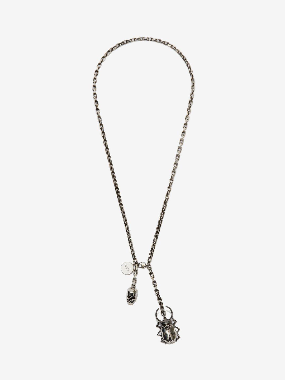 Alexander McQueen Beetle And Skull Necklace in Metallic for Men | Lyst