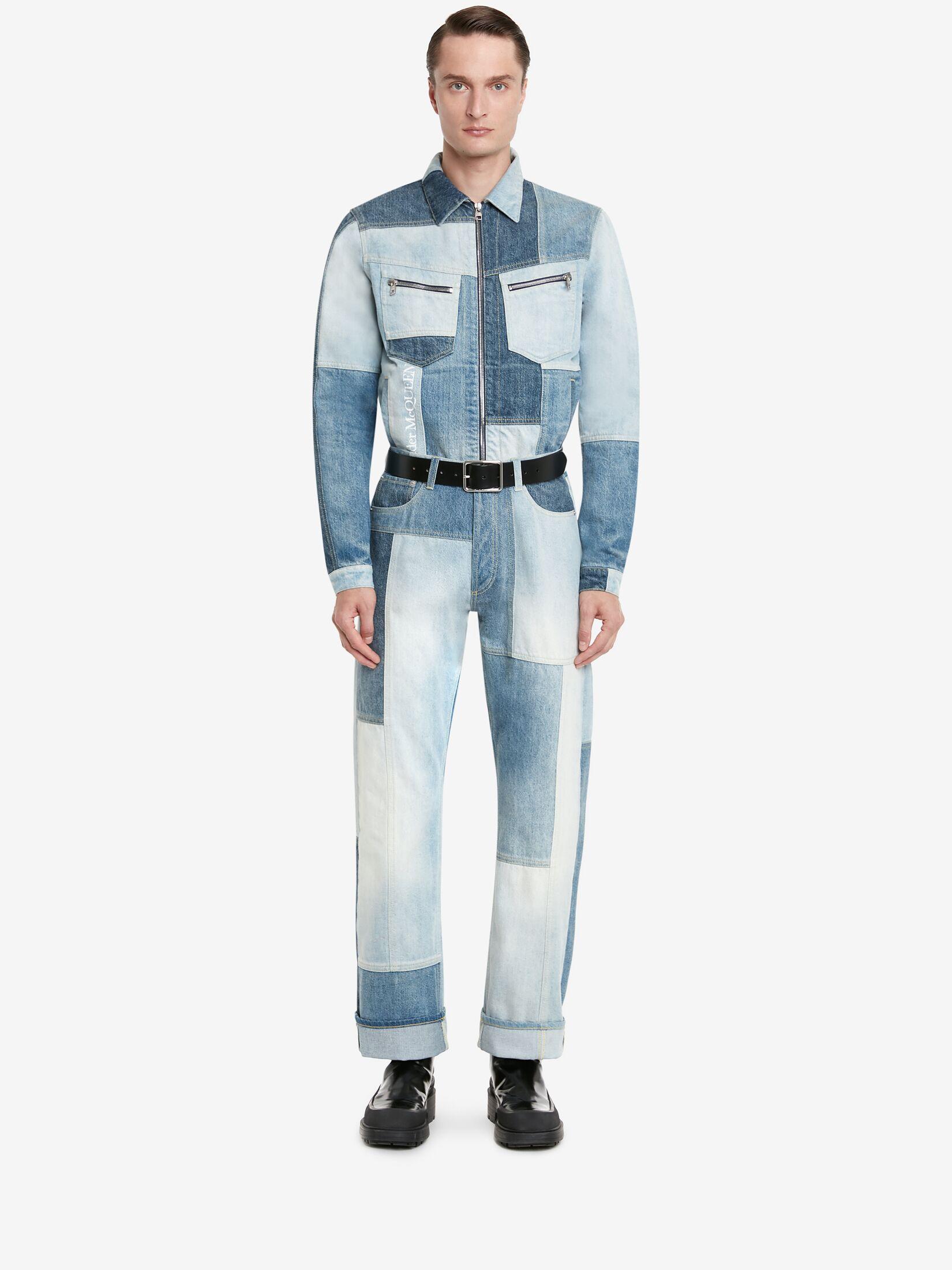 Alexander McQueen Patchwork Wide-leg Jeans in Blue for Men | Lyst