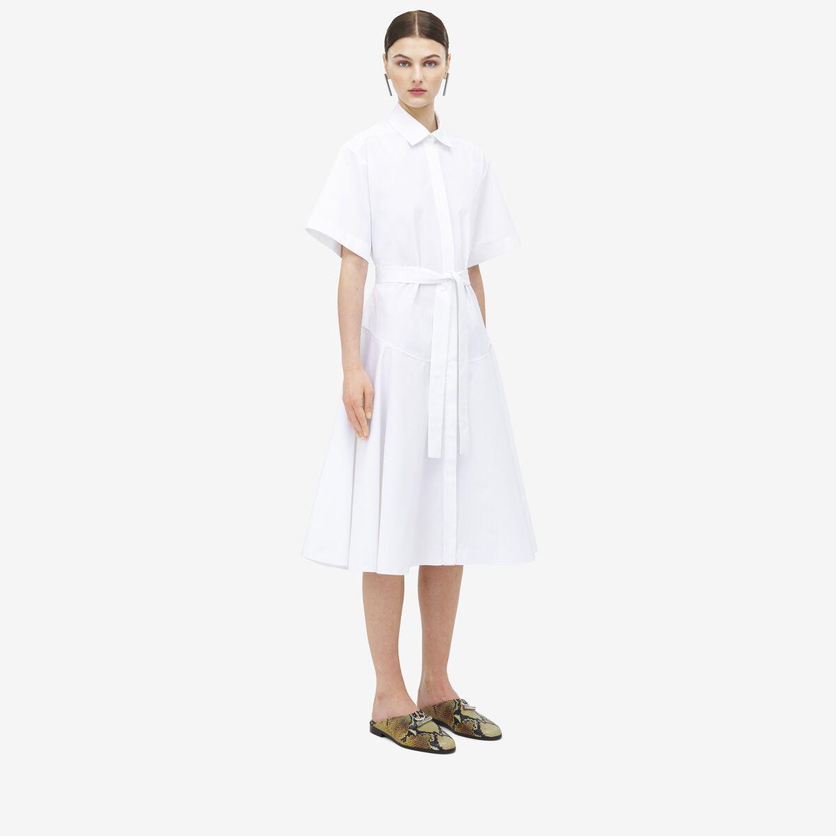 ■alexander mcqueen■ Pencil Shirt Dress Optic White 741654Q McQueen Cotton Poplin Shirt Dress in White | Lyst Canada