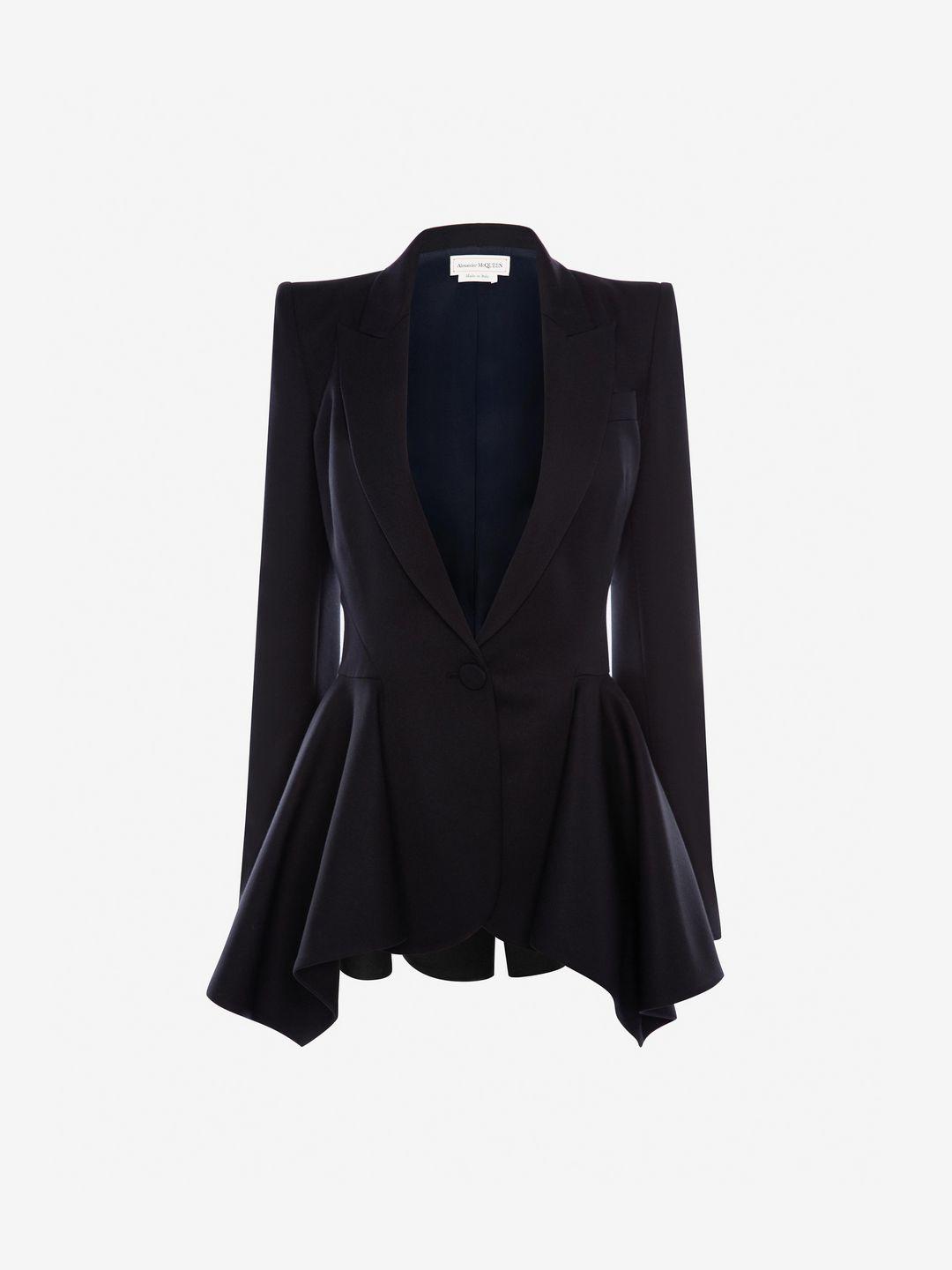 Alexander McQueen Draped Peplum Jacket in Black | Lyst