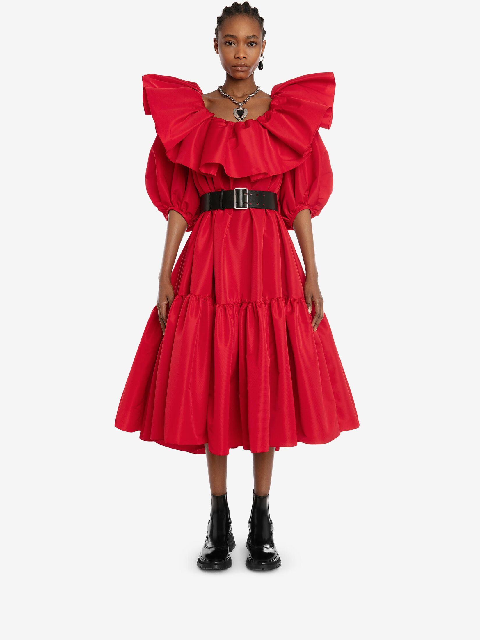 Details about   Alexander Mcqueen Women's Cotton Ruffle Dress 