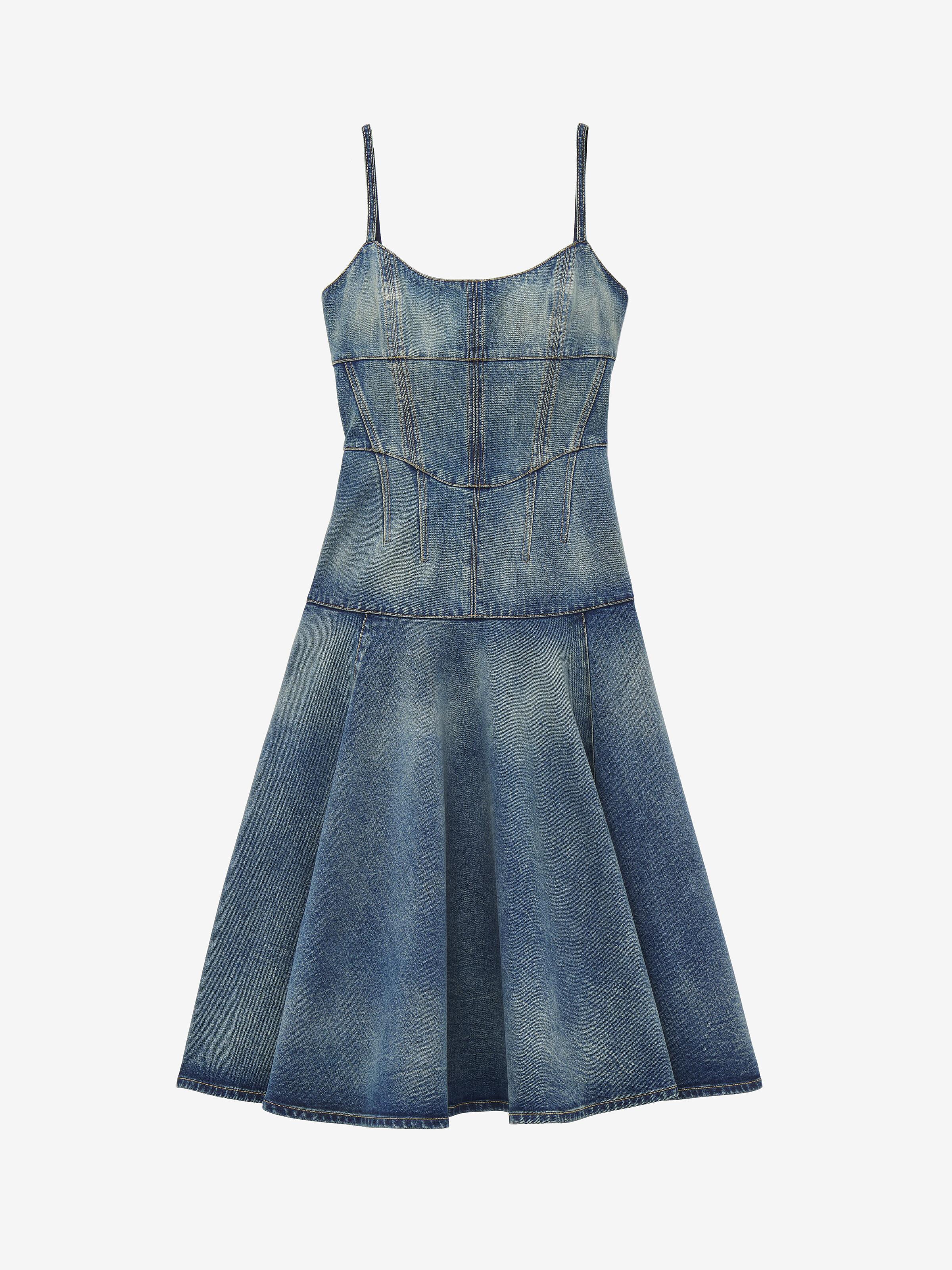 McQueen Denim Midi Dress in Blue Lyst