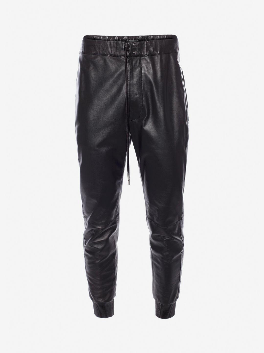 Lyst - Alexander Mcqueen Lambskin Leather Trousers in Black for Men