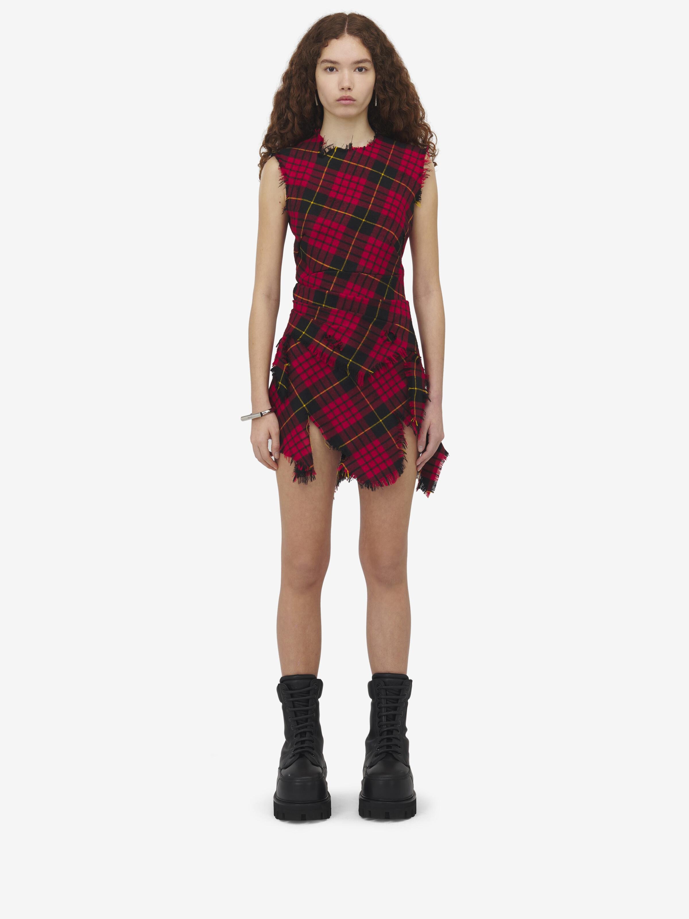 Alexander McQueen Distressed Macqueen Tartan Mini Dress in Red Lyst
