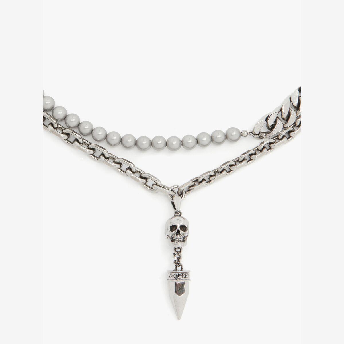 Alexander McQueen Silver Pearl And Skull Stud Necklace in Metallic for Men  | Lyst UK