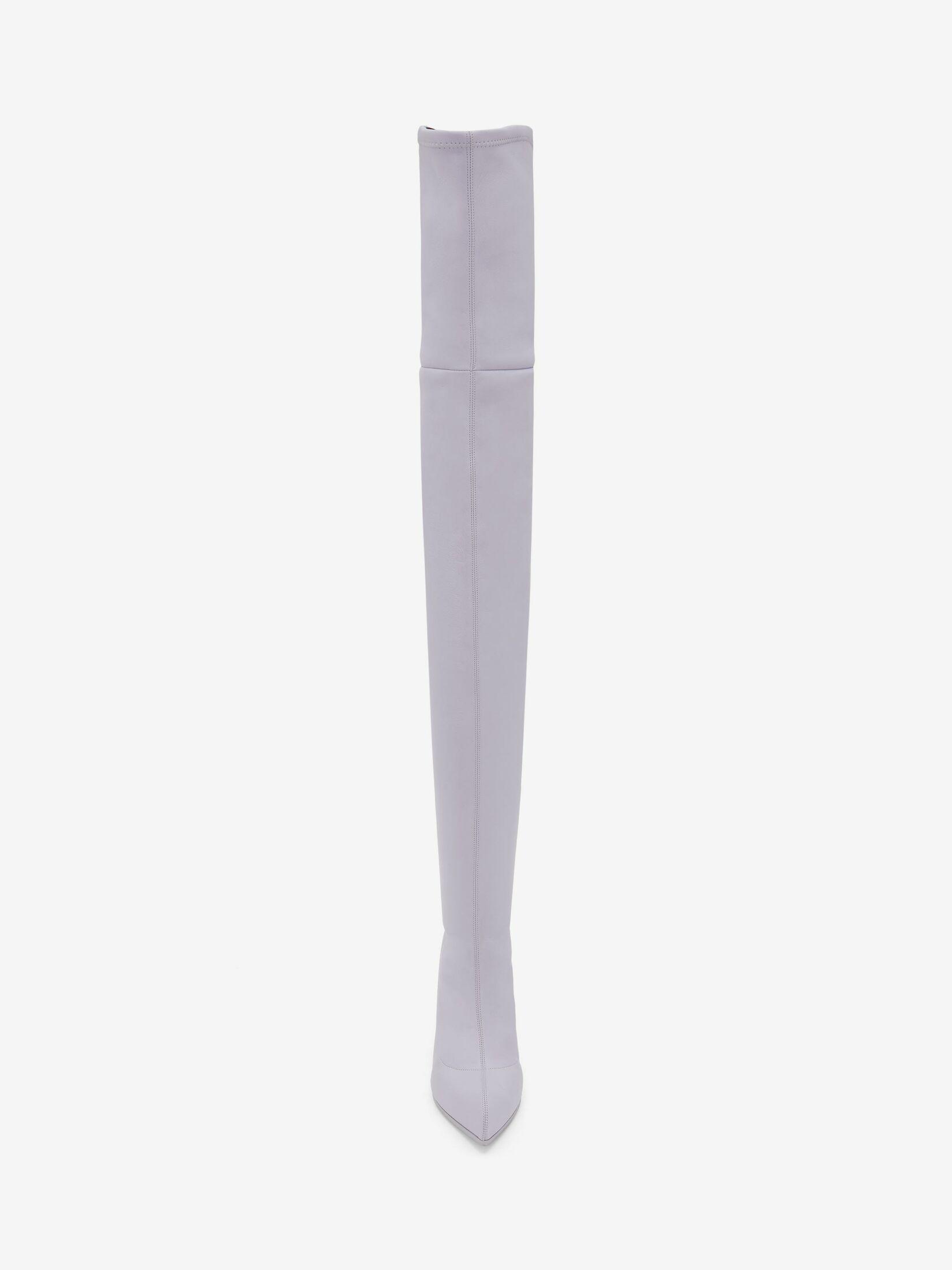lavender thigh high boots