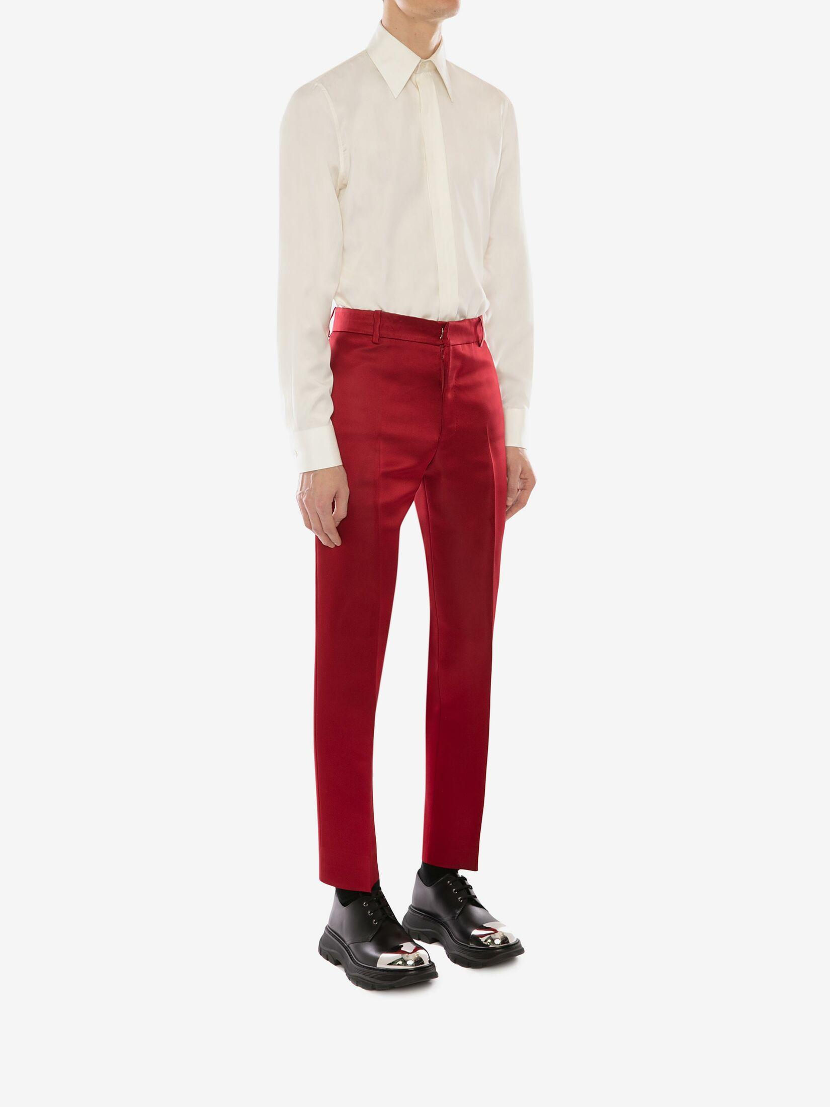Alexander McQueen Red Satin Duchesse Cigarette Trousers for Men