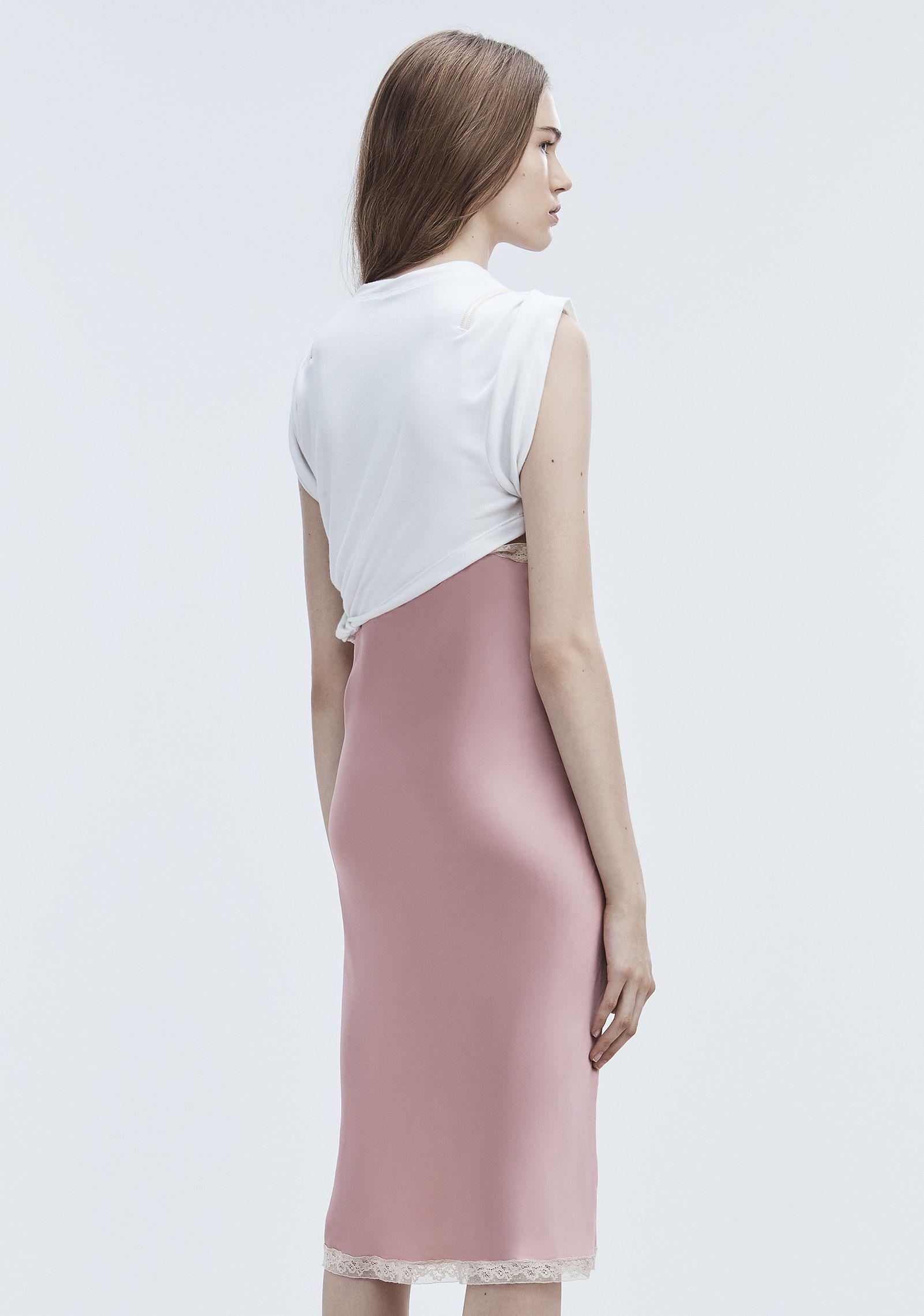 Alexander Wang Satin Hybrid Slip Dress in Pink - Lyst
