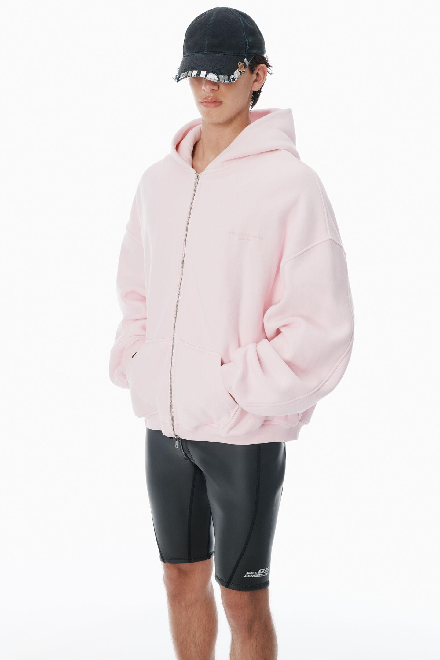 Alexander Wang Cotton Logo Zip-Up Hoodie in Pink | Lyst