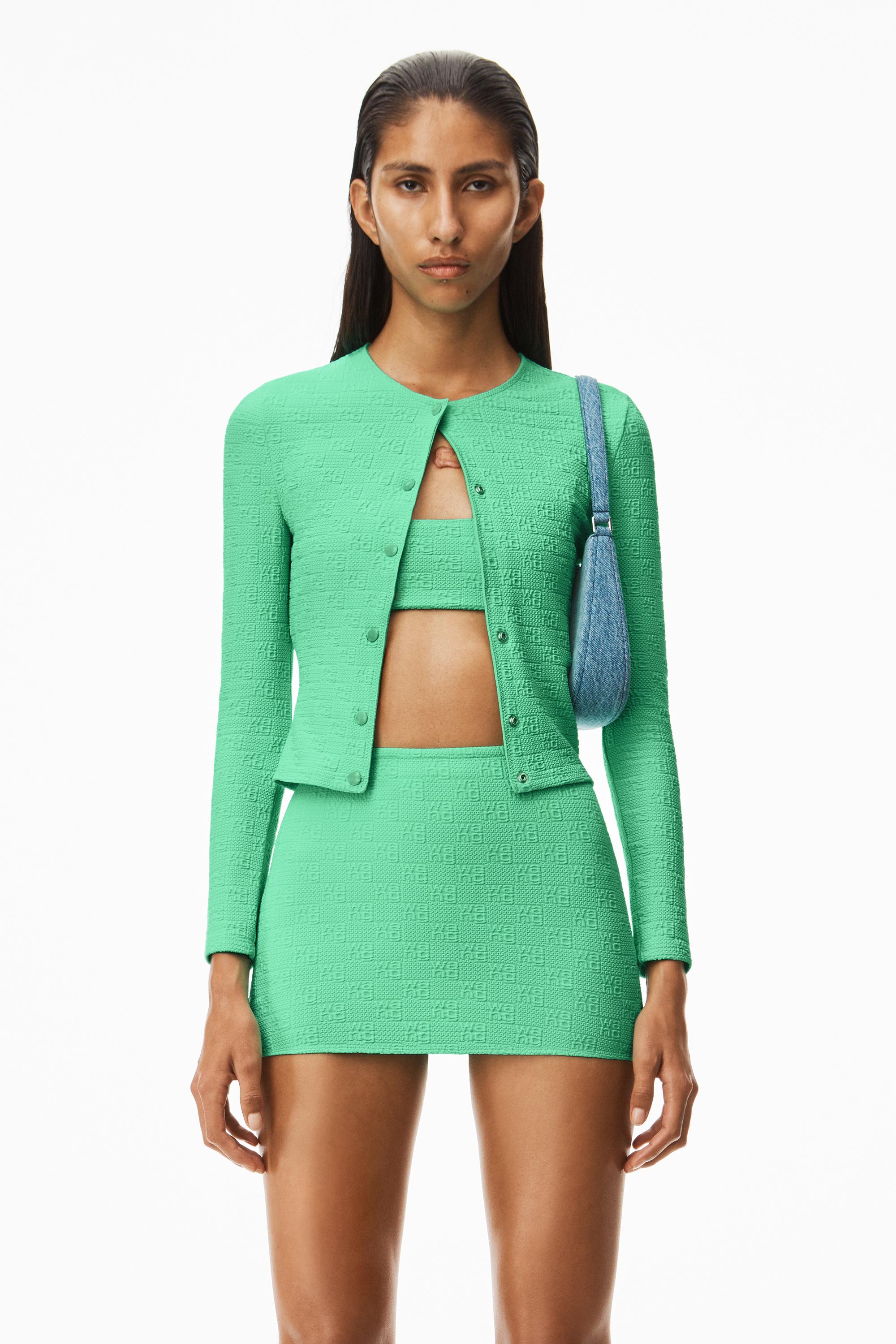 Alexander Wang Cardigan In Textured Jacquard Jersey in Green | Lyst