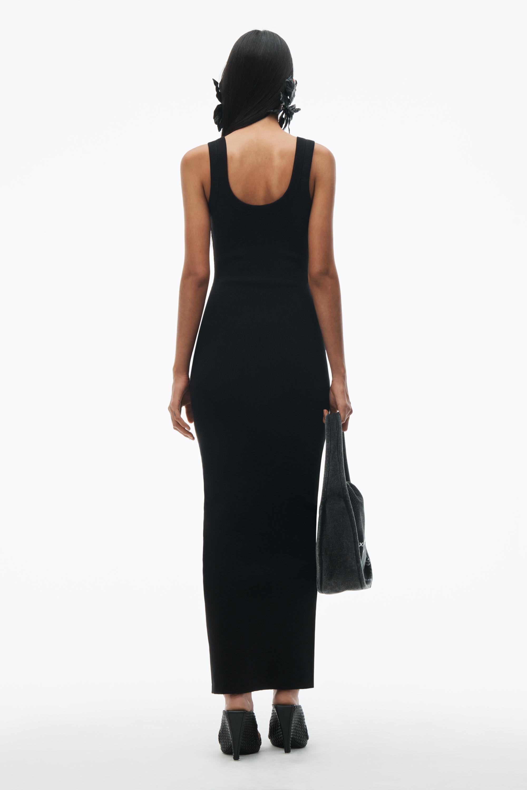 ワンピース ALEXANDER WANG BLACK STRETCH VISCOSE BLEND DRESS MOCK NECK TEE DRESS IN BODYCON KNIT in BLACK | alexanderwang®
