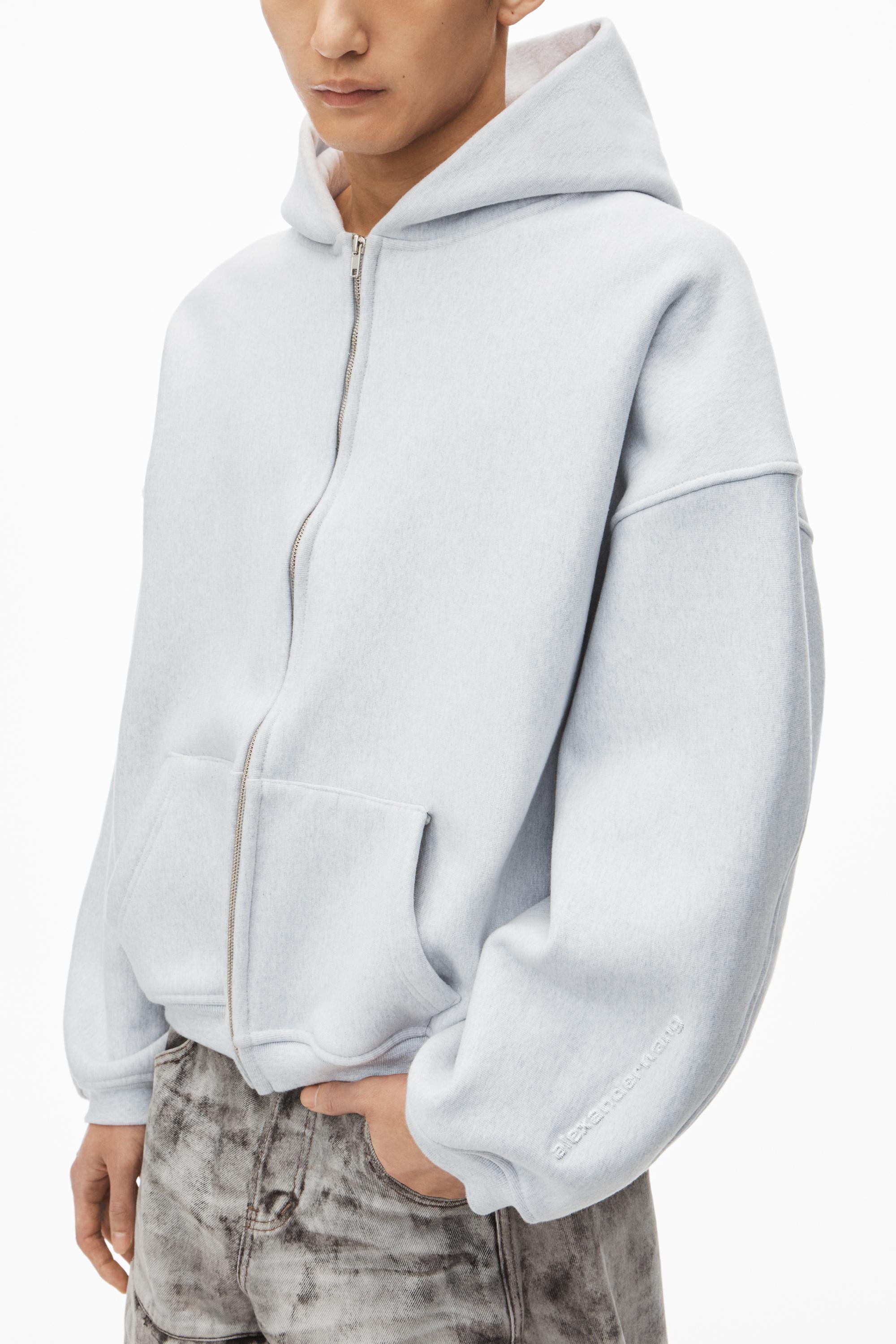 Alexander Wang Grey Zip Hoodie Alexander Wang Oversized Logo 