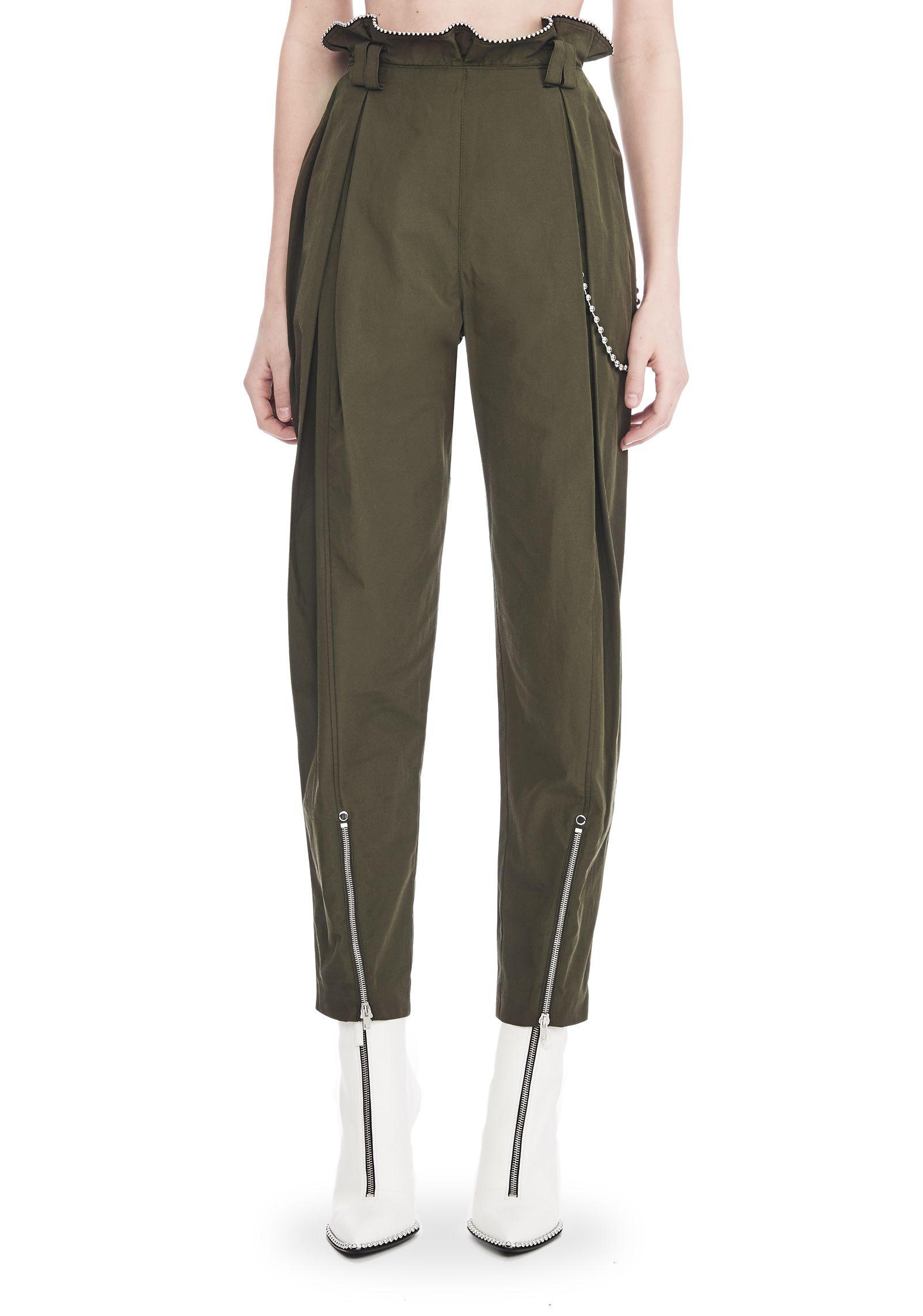 Alexander Wang Cotton High Waisted Army Pants With Ballchain in Dark Green  (Green) - Lyst