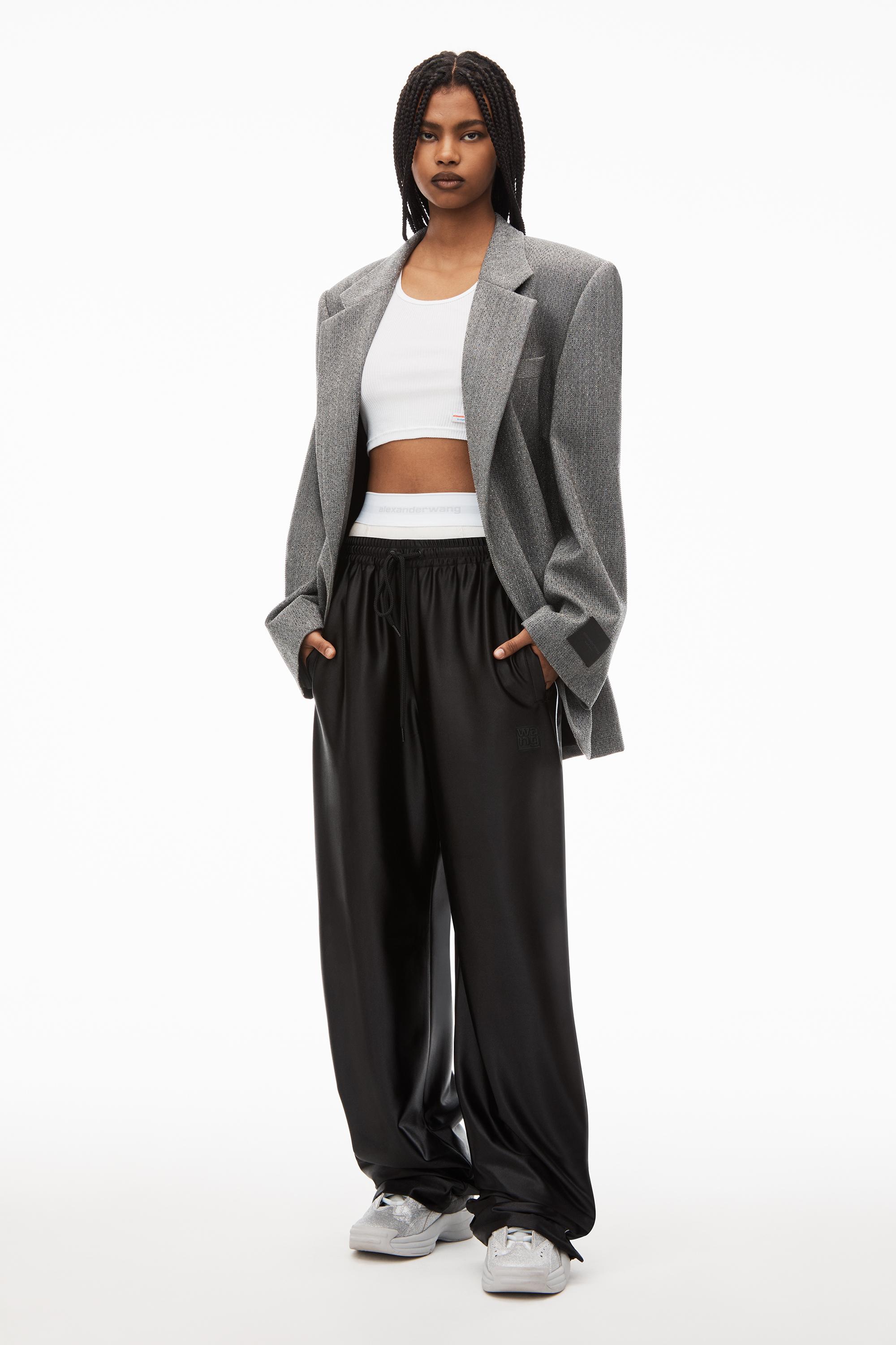 Alexander Wang Track Pant In Satin Jersey in Black