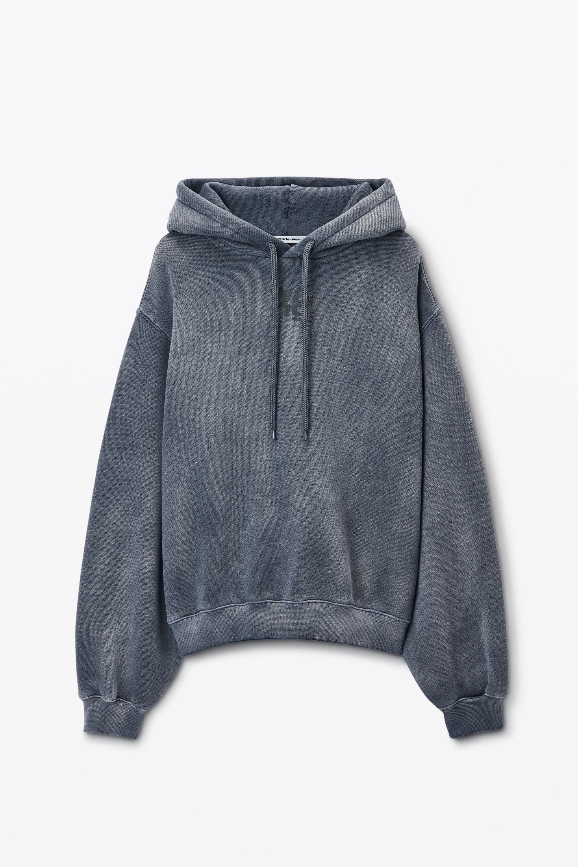 Alexander Wang Puff Logo Hoodie In Structured Terry in Blue | Lyst
