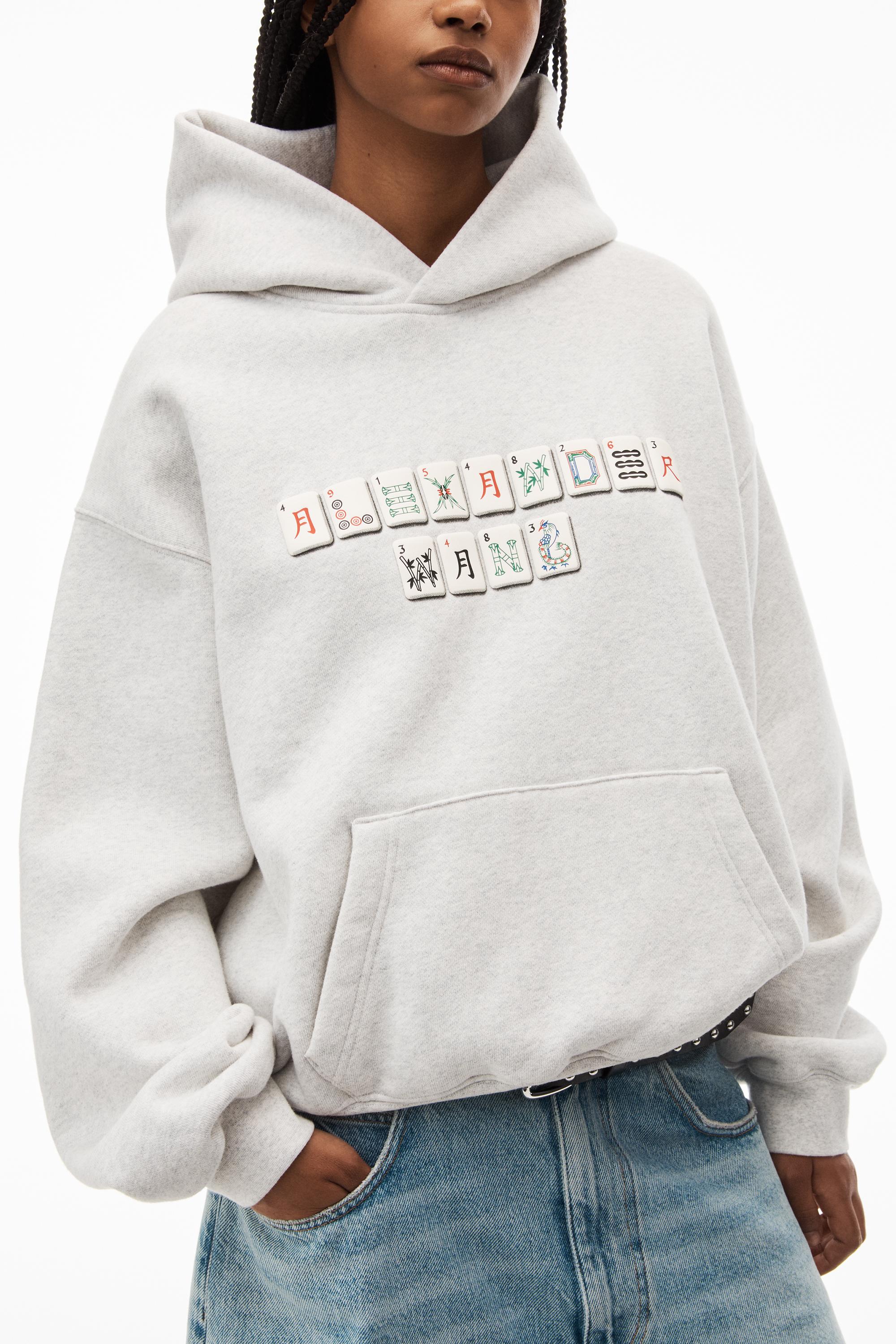 Alexander Wang Mahjong Hoodie In Condensed Fleece in White