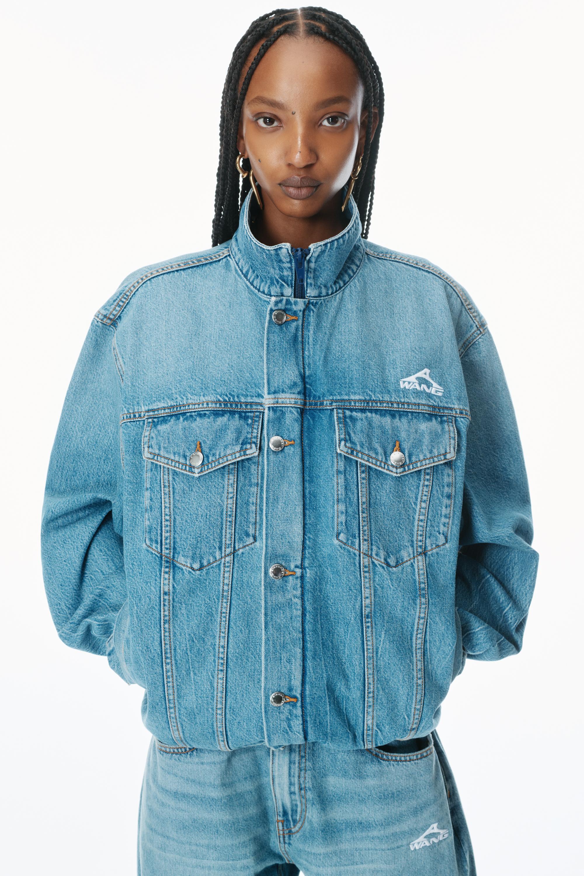 Alexander Wang Regen Lightweight Denim Track Jacket in Blue | Lyst