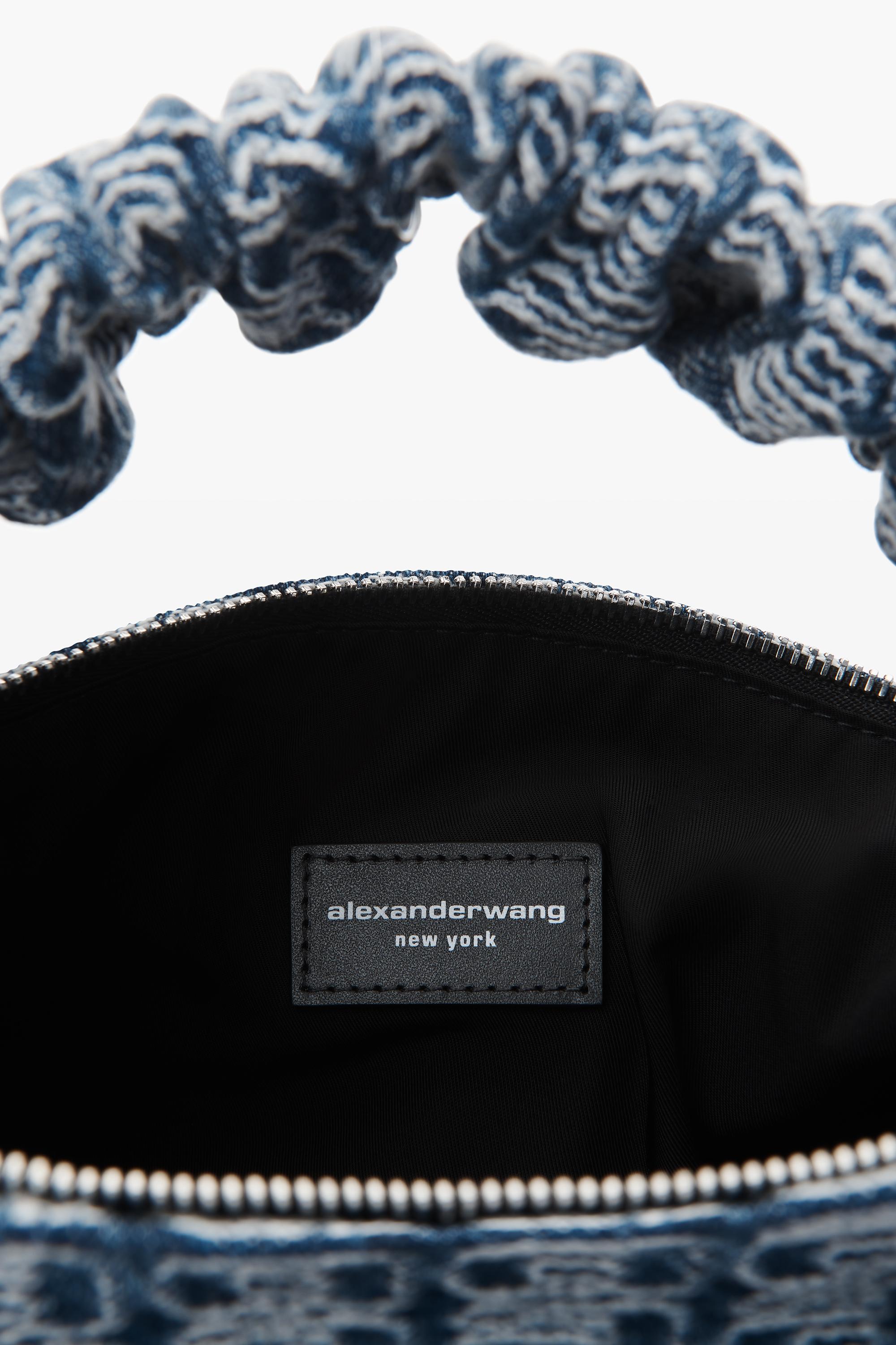 Alexander Wang Scrunchie Small Bag In Jacquard Denim in Blue
