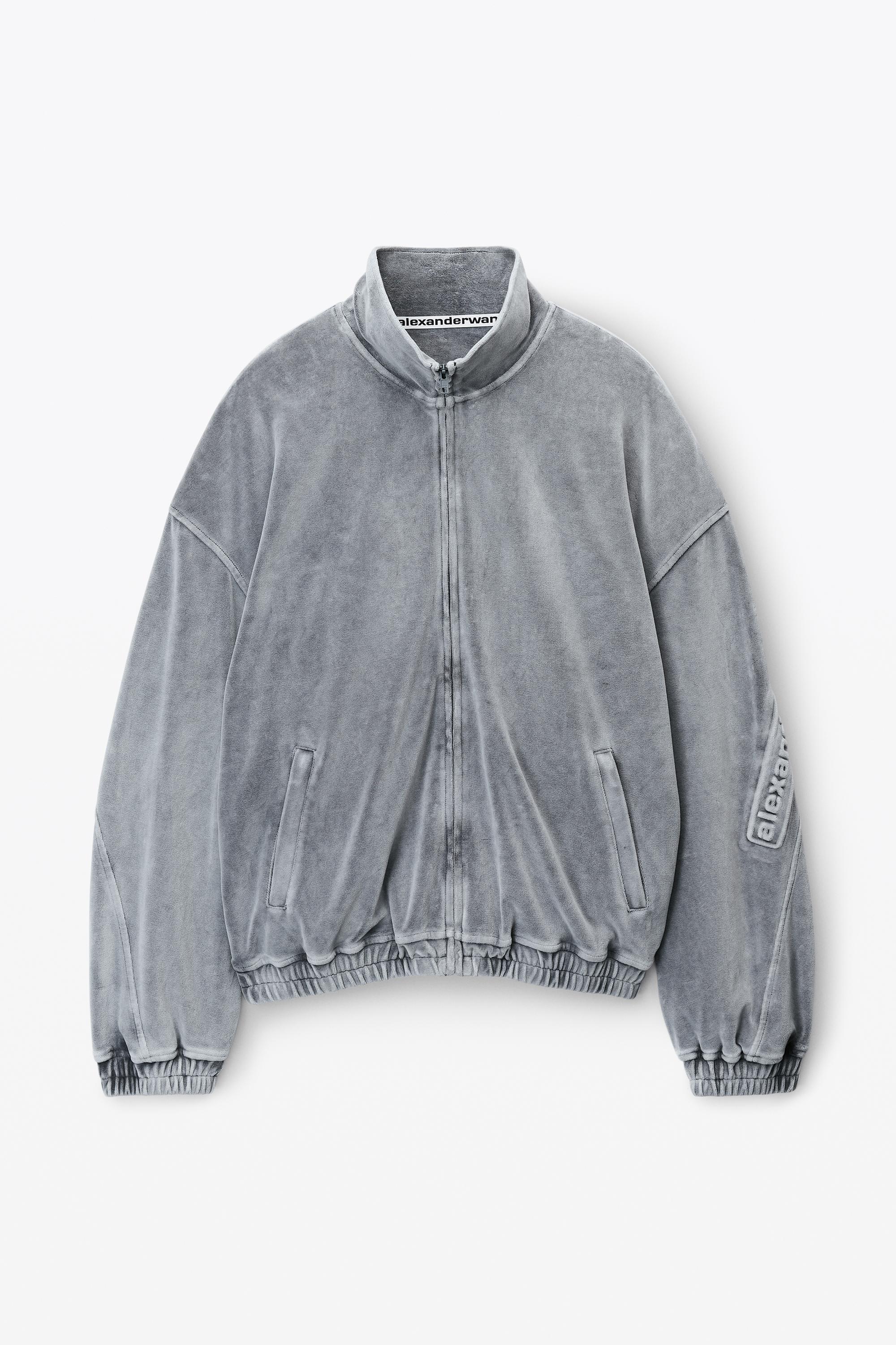 Alexander Wang Logo Track Jacket In Velour in Gray for Men Alexander Wang Logo Track Jacket In Velour in Gray for Men
