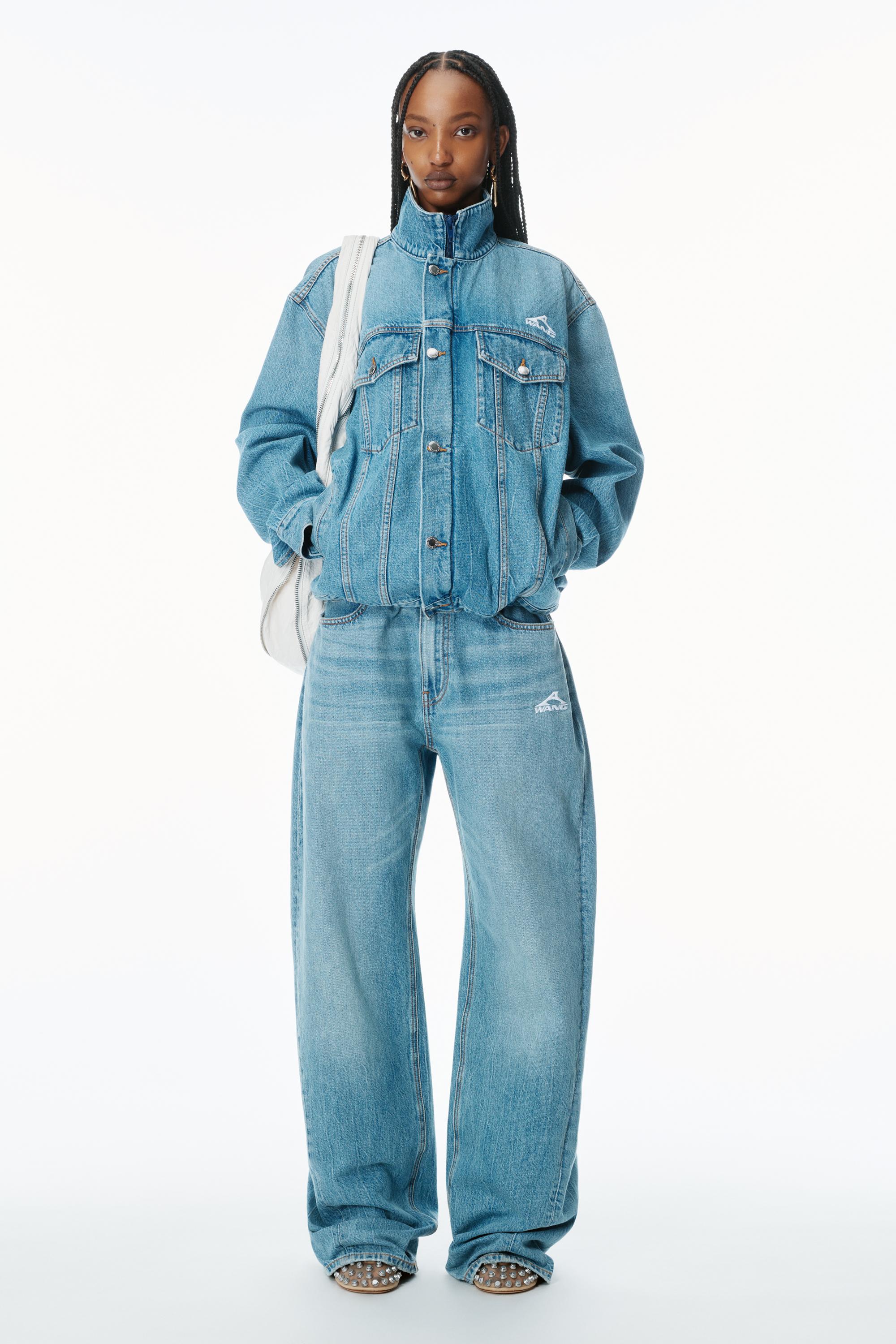 Alexander Wang Regen Lightweight Denim Track Jacket in Blue | Lyst