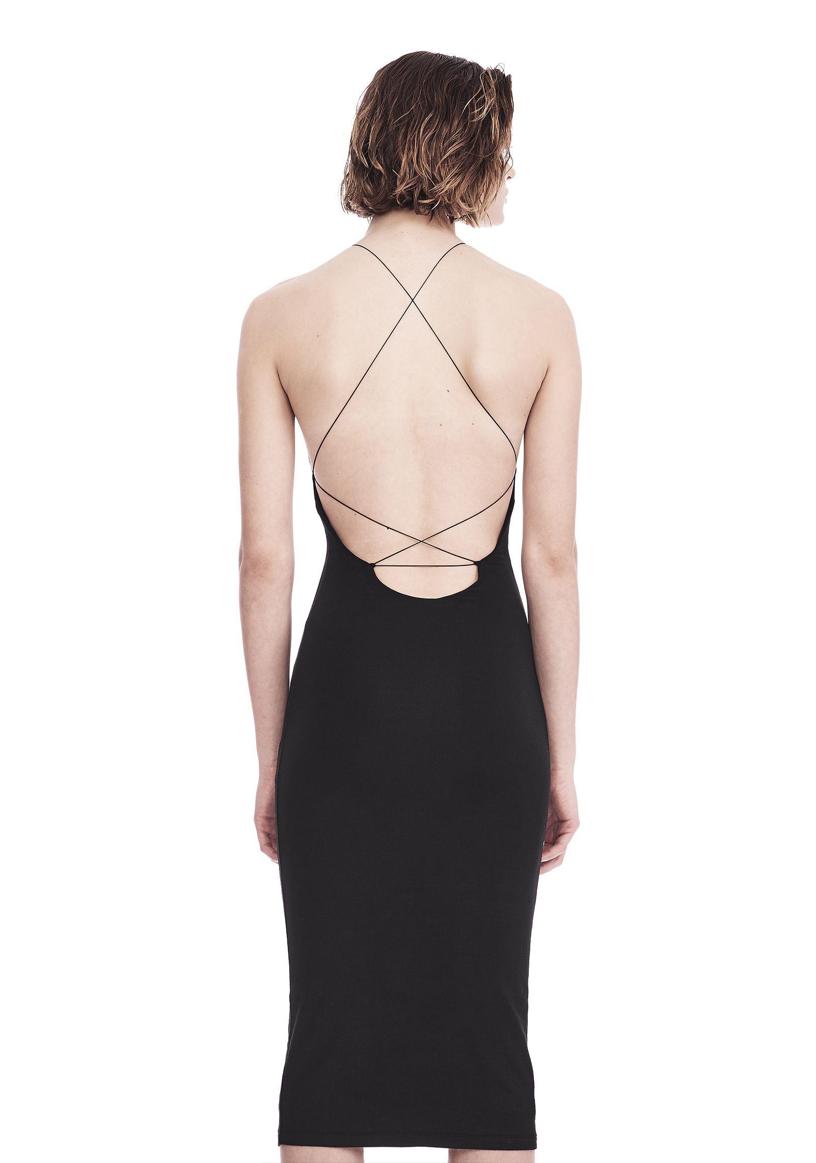 T By Alexander Wang Synthetic Online Exclusive Criss Cross Strap Midi Dress In Black Lyst