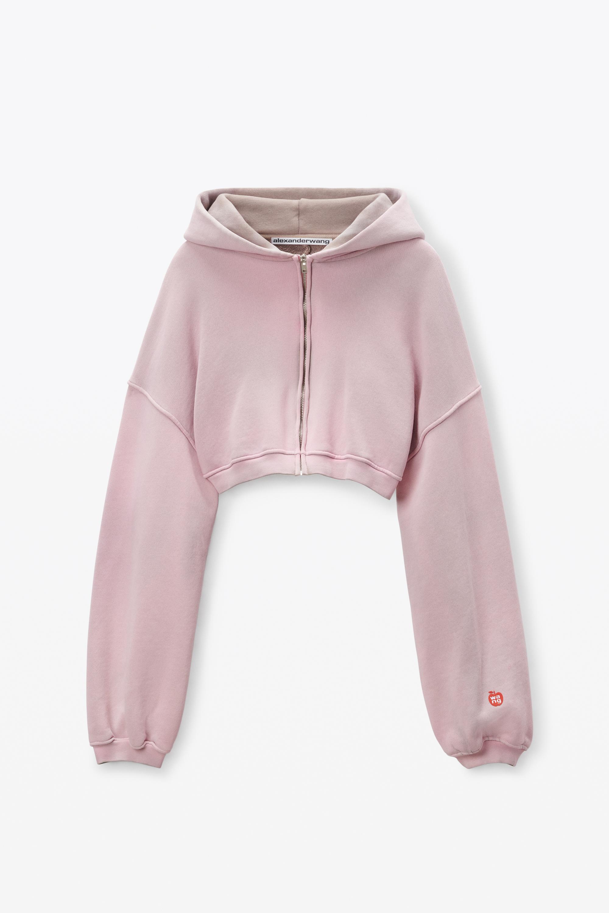 Alexander Wang ピンクフーディー Alexander Wang Crop Zip Up Hoodie In Classic Terry in Pink | Lyst
