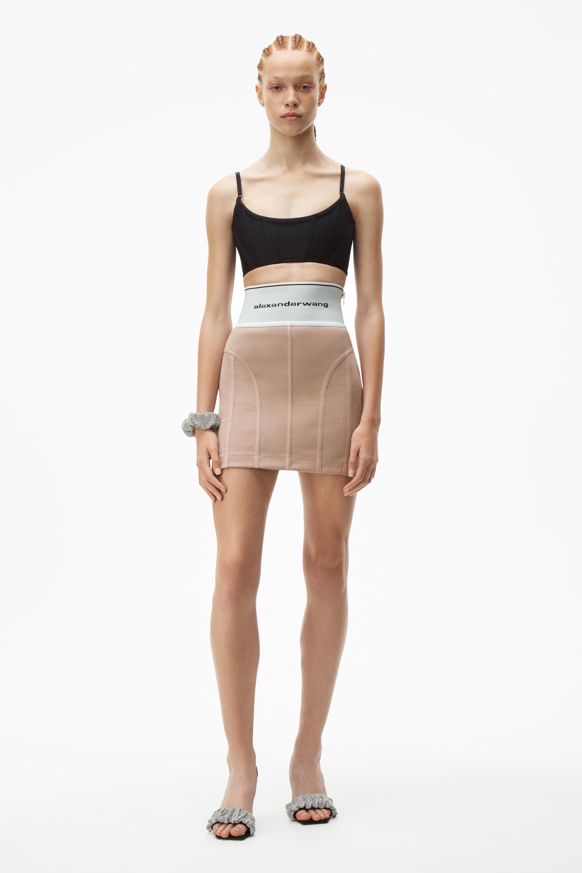 Alexander Wang Logo Elastic Skirt in Natural | Lyst Australia