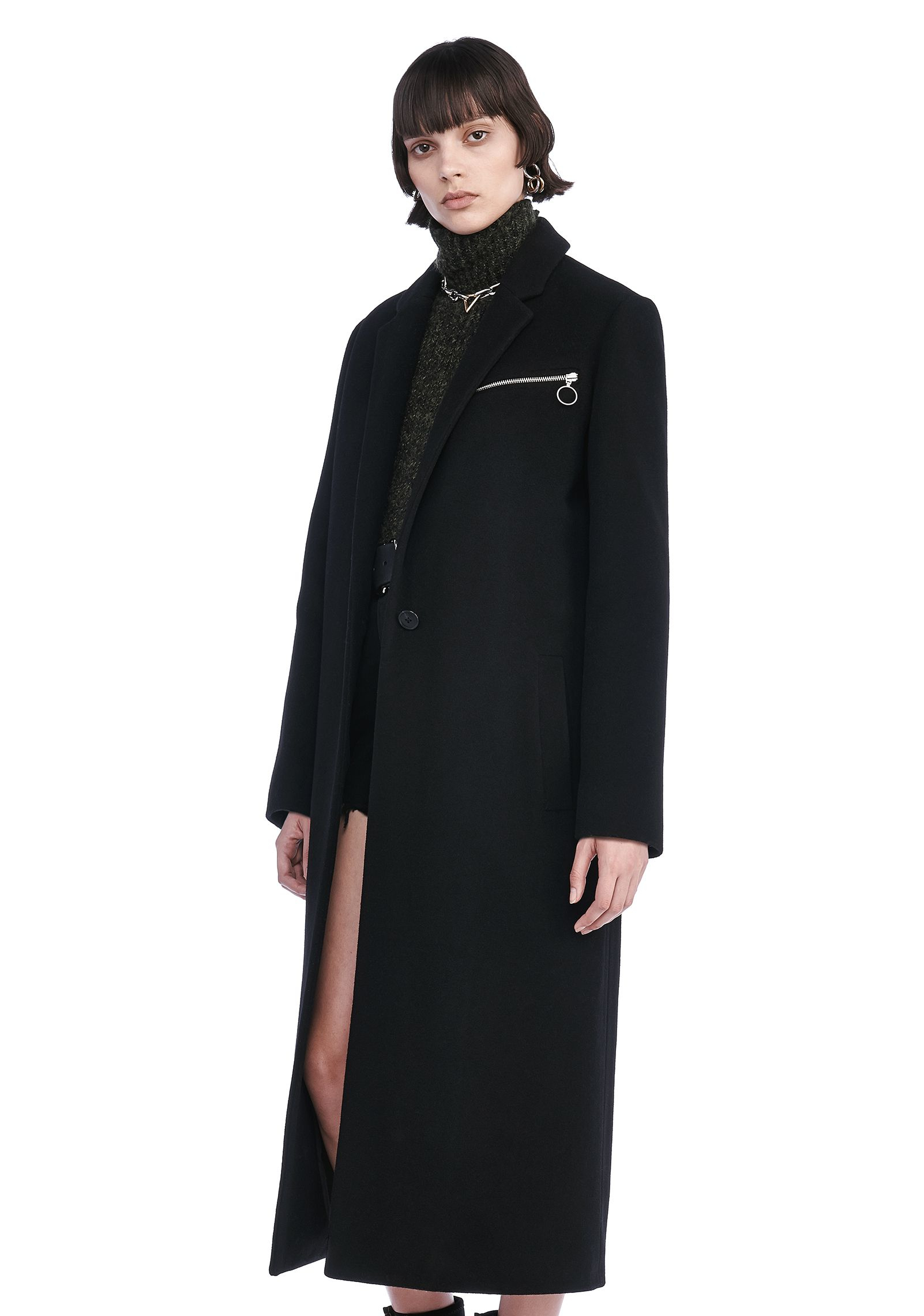 Lyst - T By Alexander Wang Collared Long Car Coat in Black