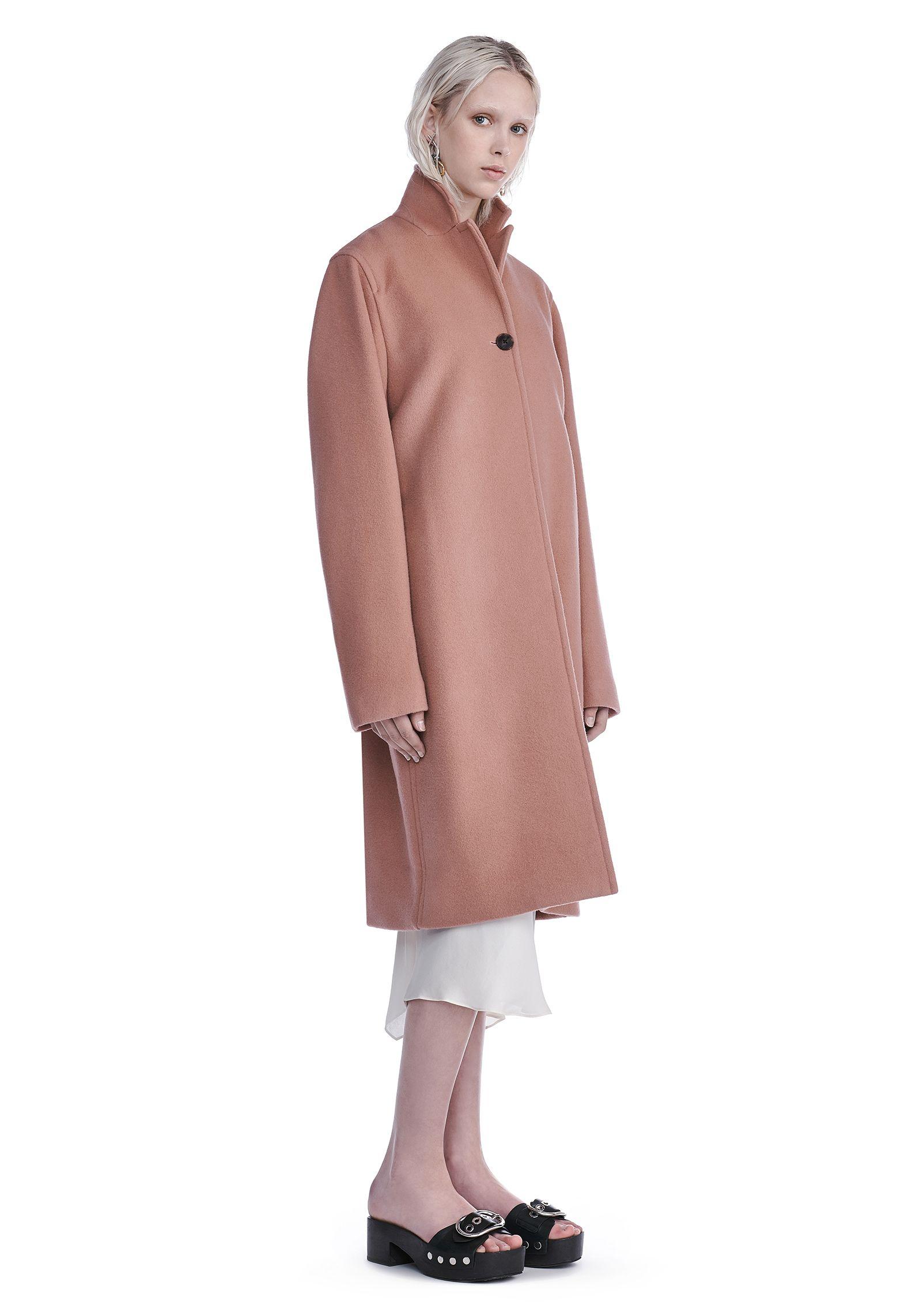 pink wool car coat