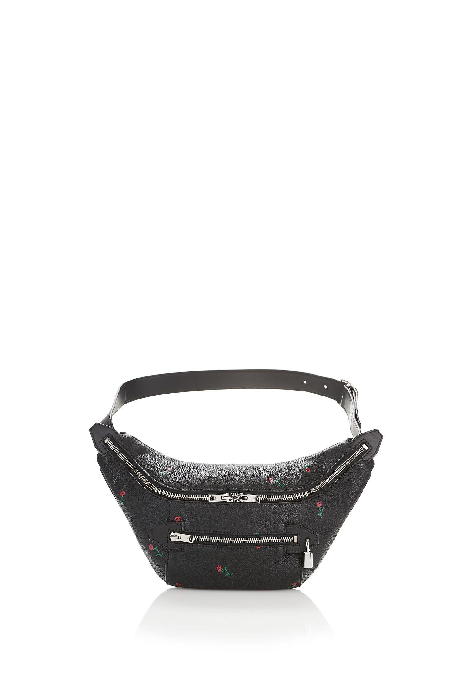 Alexander Wang Leather Rose Embossed Fanny Pack With Rhodium in Black